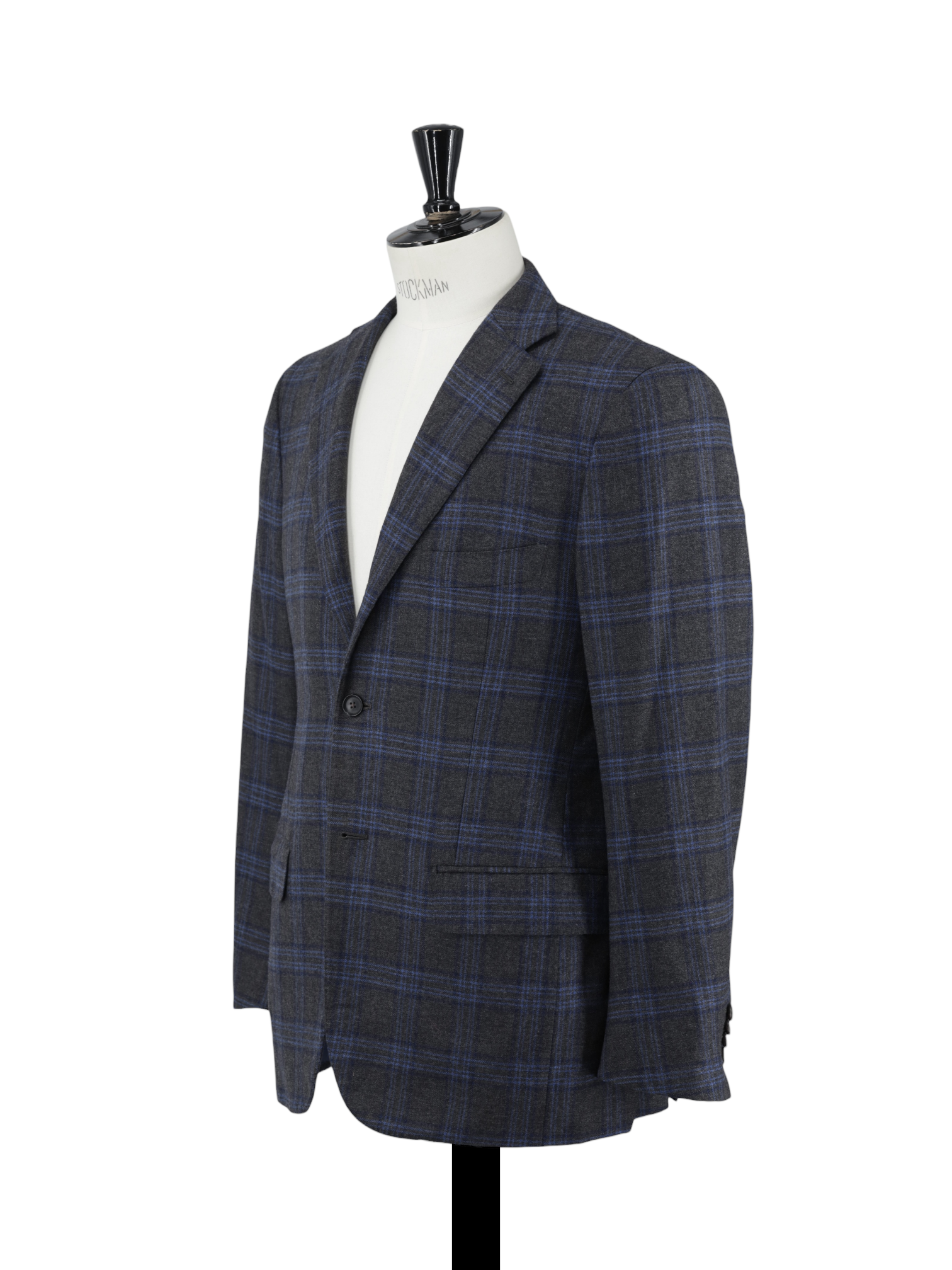 Isaia Grey & Blue Wool-Cashmere Blend Checkered Jacket
