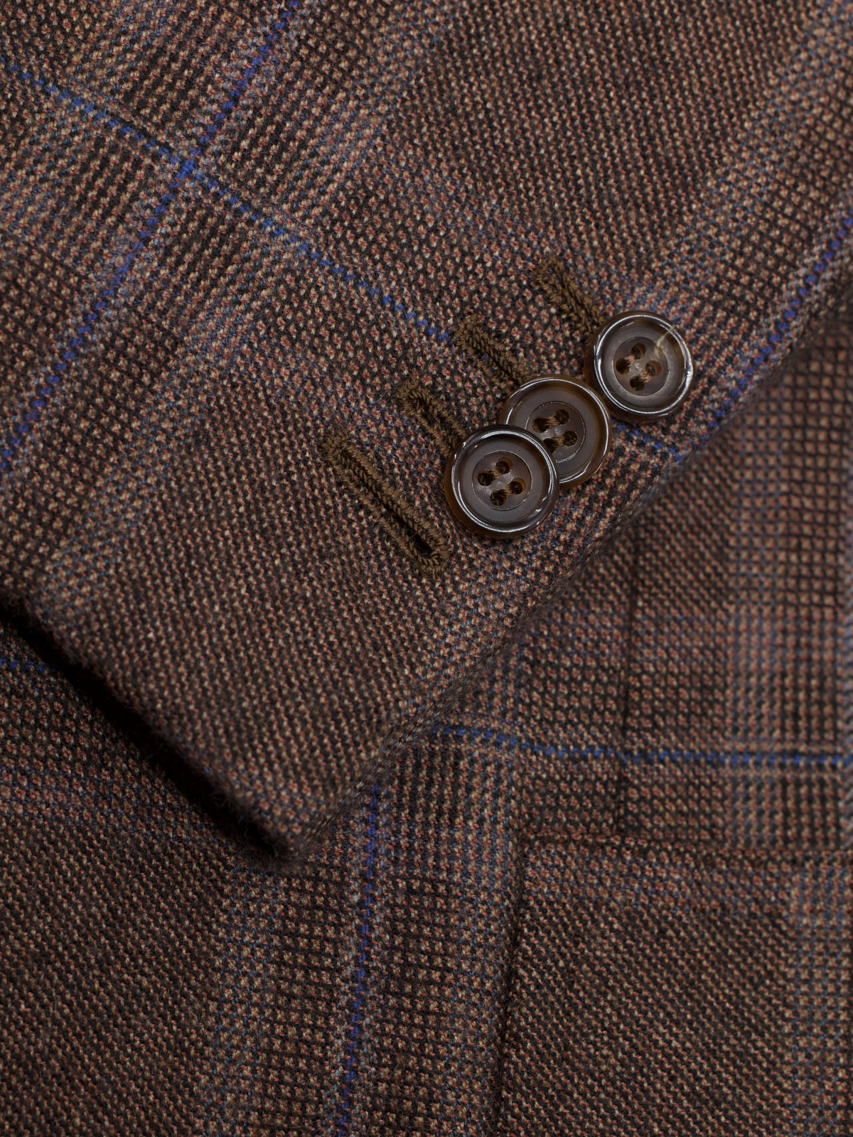 Kiton Brown & Blue Pure Cashmere Windowpane Winter Jacket