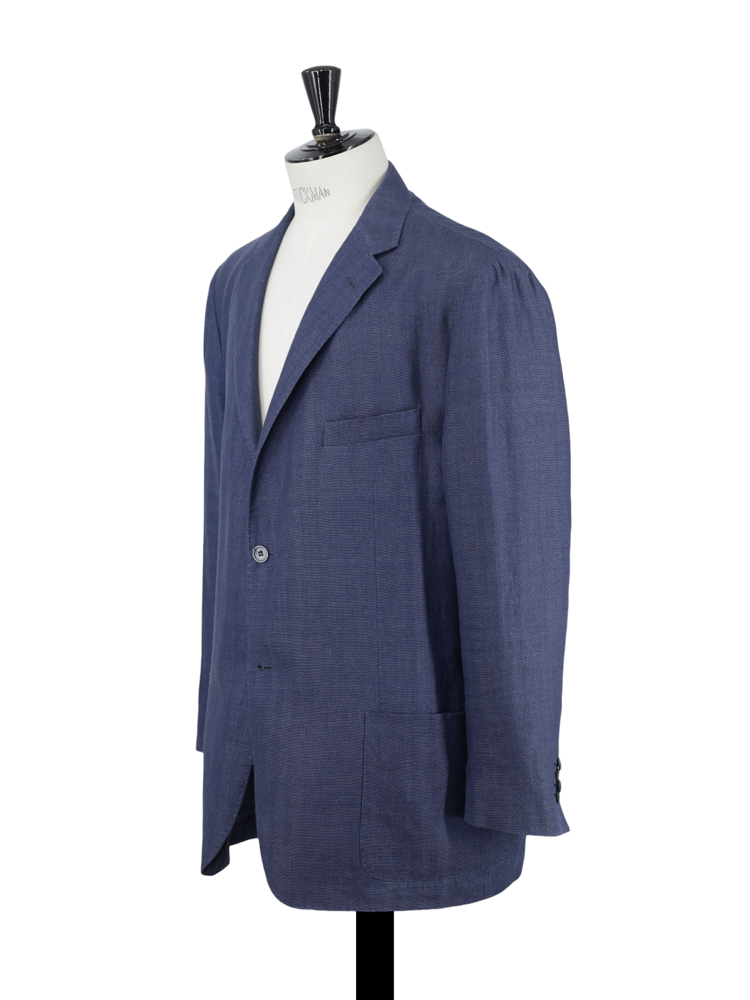 Corneliani Blue Linen & Wool Herringbone Summer Jacket