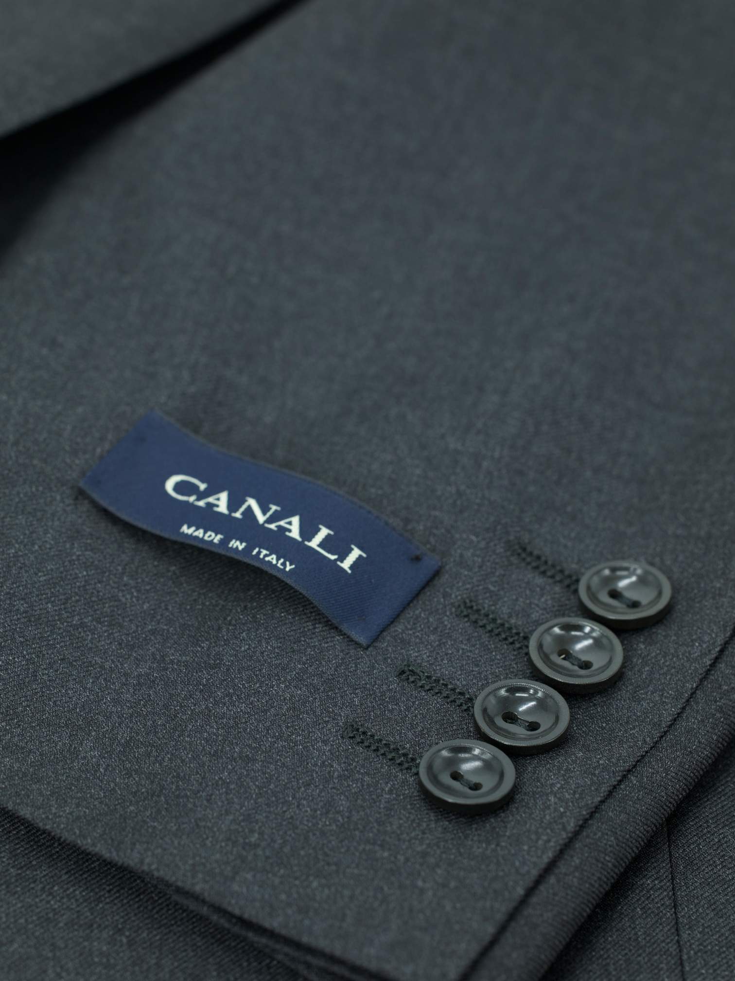 Canali Dark Grey Extrafine Wool Twill Jacquet