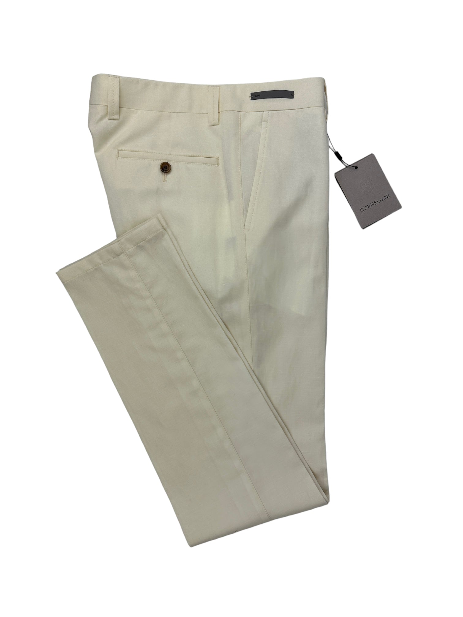 Corneliani Off-White Wool & Linen Trousers