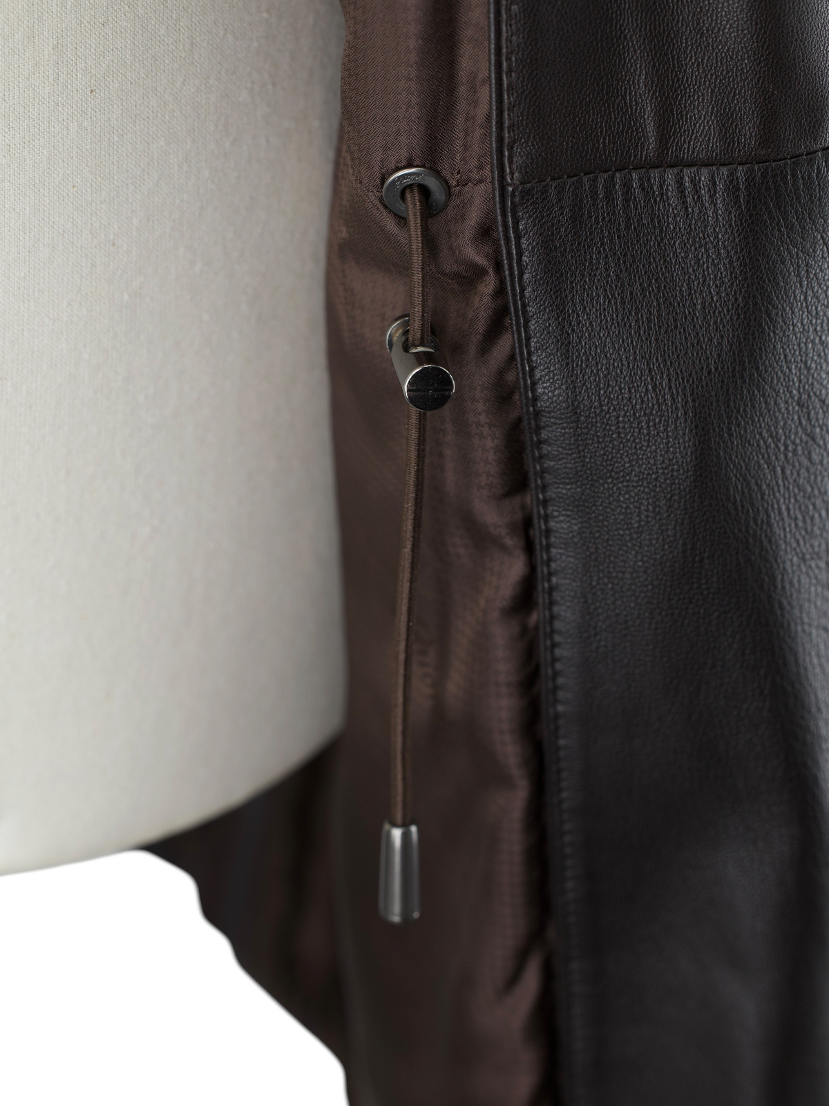Brioni Dark Brown Deerskin Grain Leather Coat