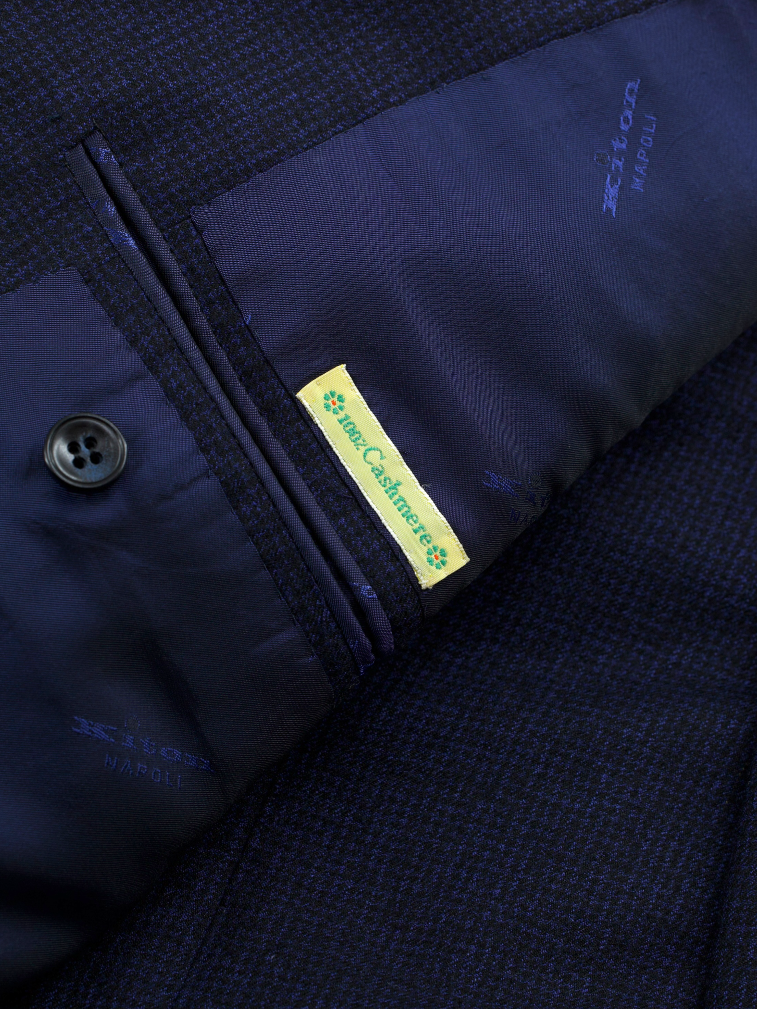 Kiton Navy Pure Cashmere Bicolor Puppytooth Winter Suit