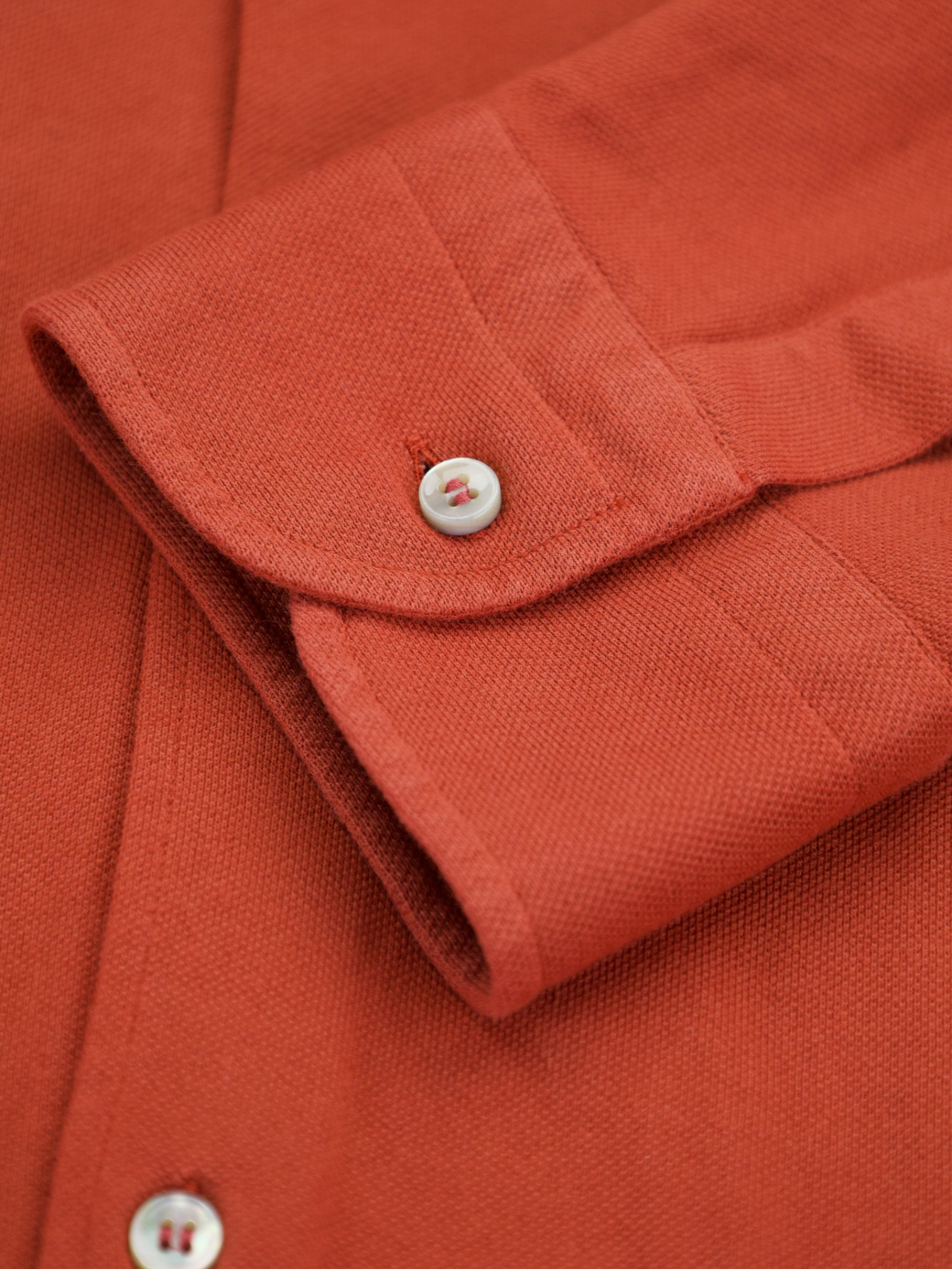 Loro Piana Orange Piqué Knitted Cotton Shirt