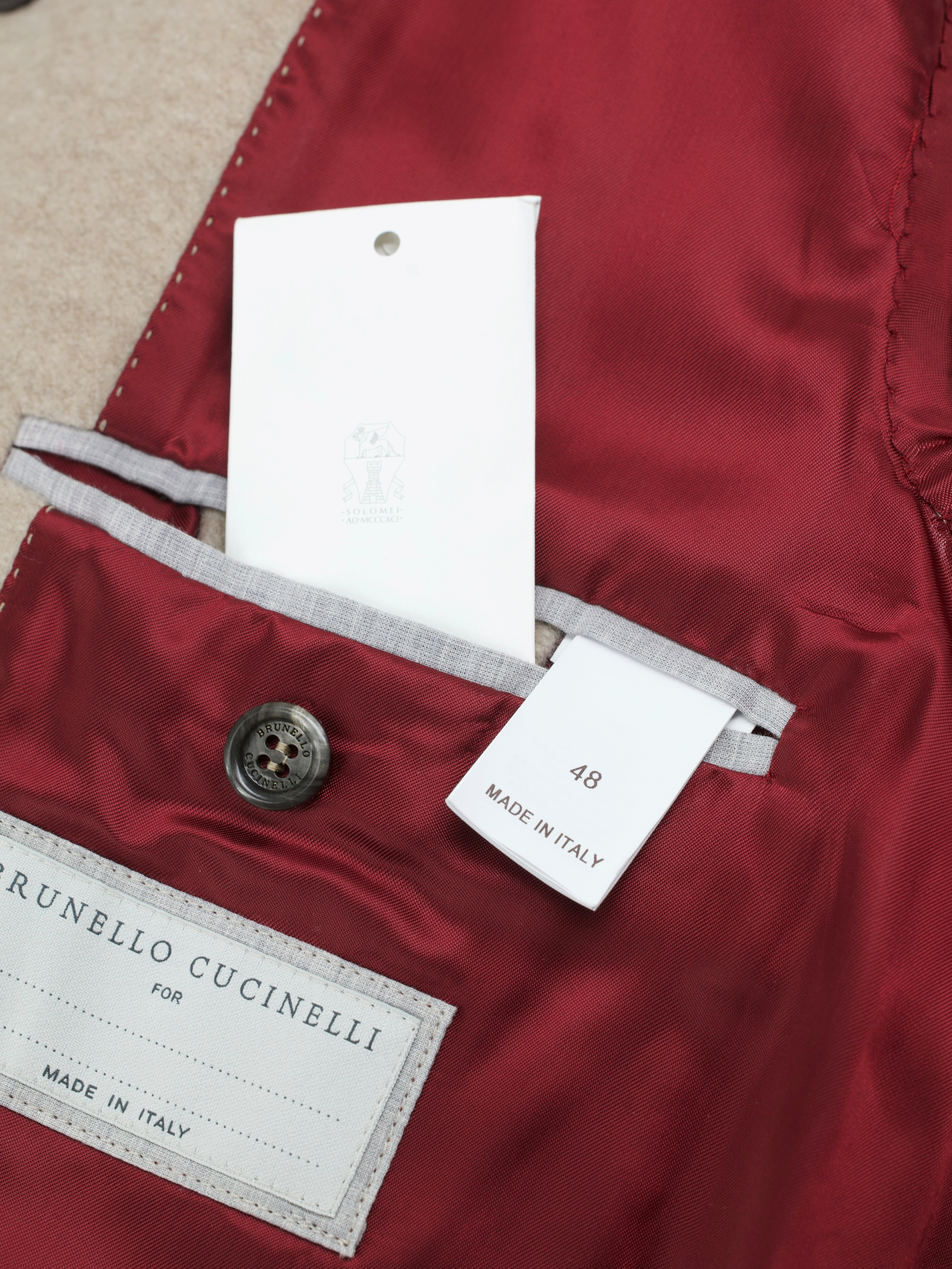 Brunello Cucinelli Beige Pure Cashmere Double-Breasted Overcoat