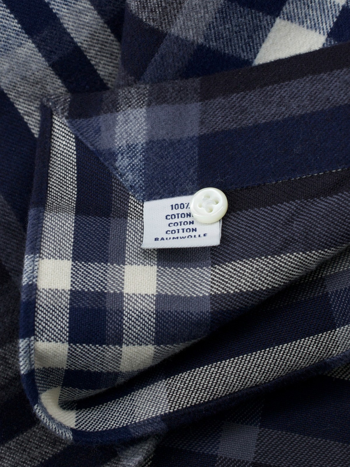 Emanuele Maffeis Dark Blue & Ecru Cotton Flannel Madras Shirt