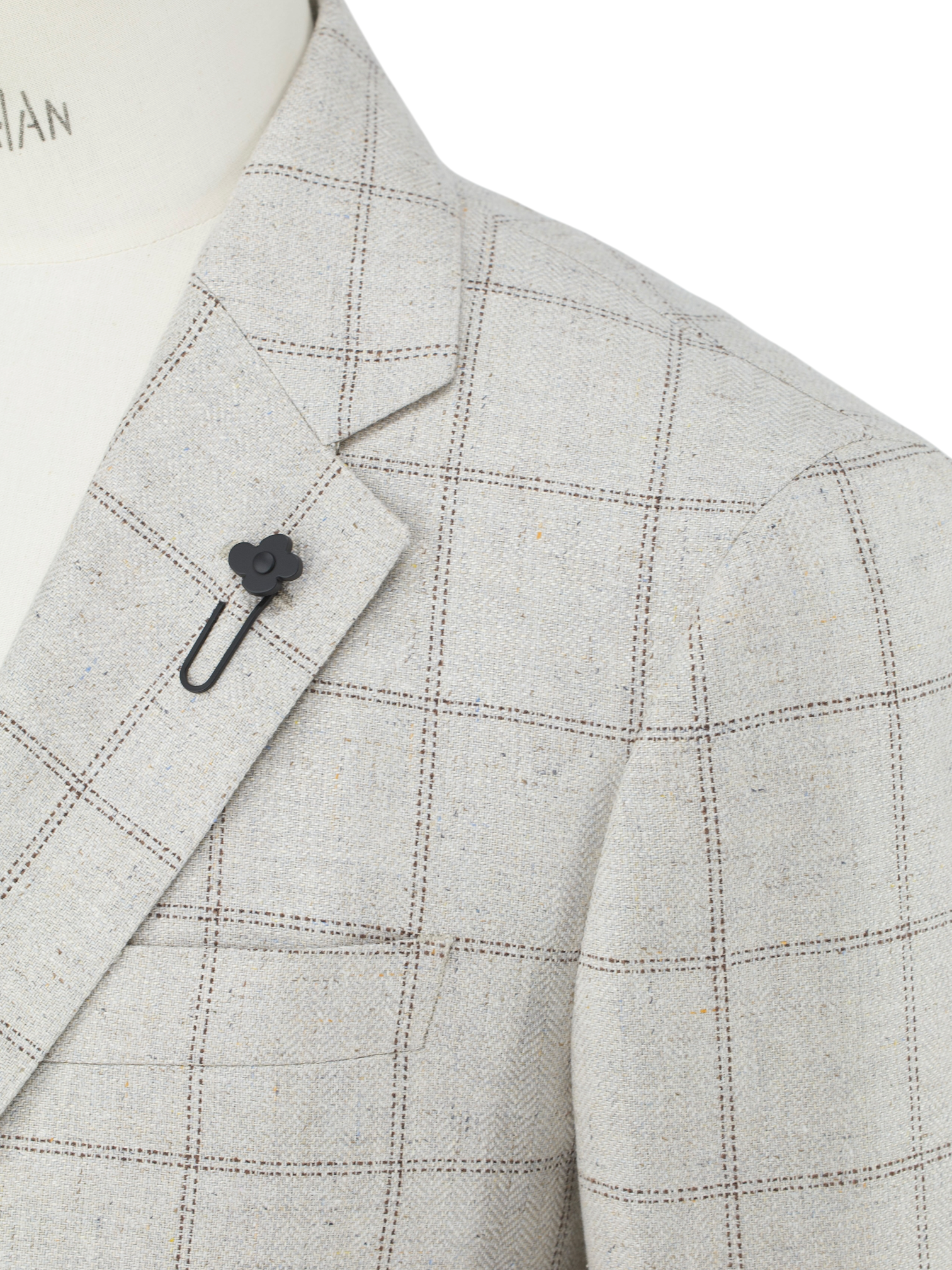 Lardini Taupe & Brown Pure Silk Multi-Pattern Jacket