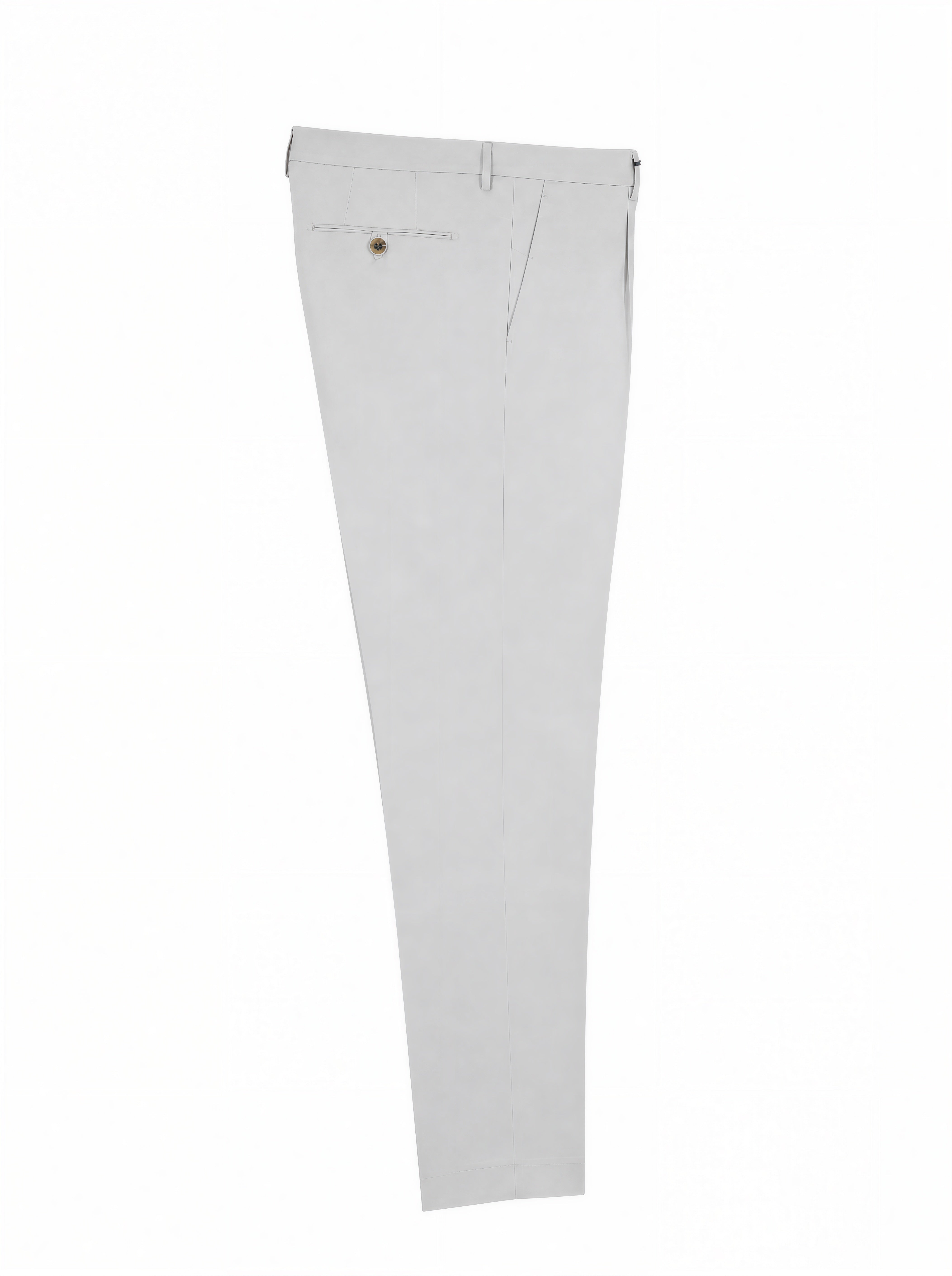 Berwich Light Grey Cotton-Stretch Single Pleated Trousers