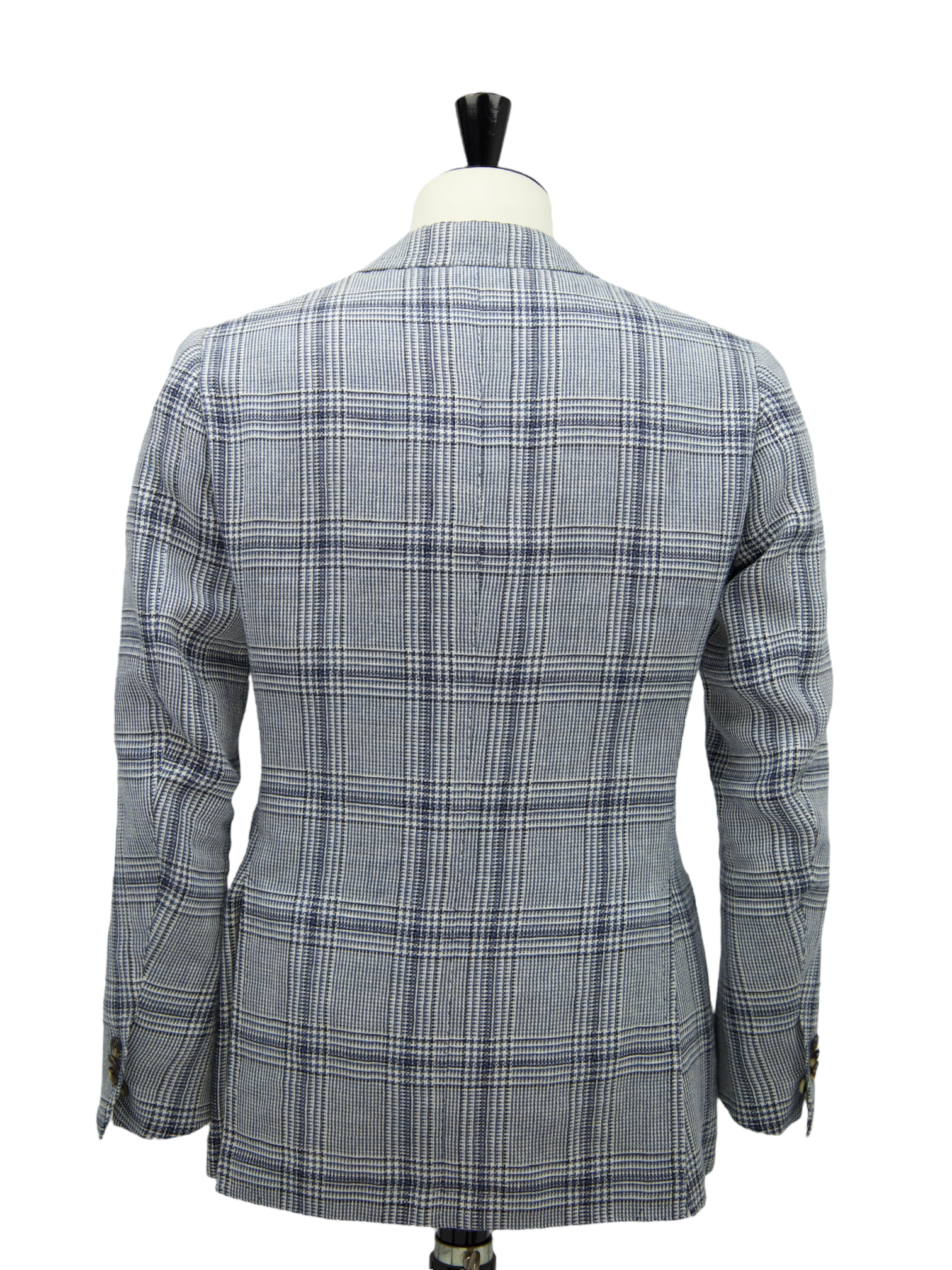 Cesare Attolini Ice Blue Linen & Wool Prince of Wales Check Jacket