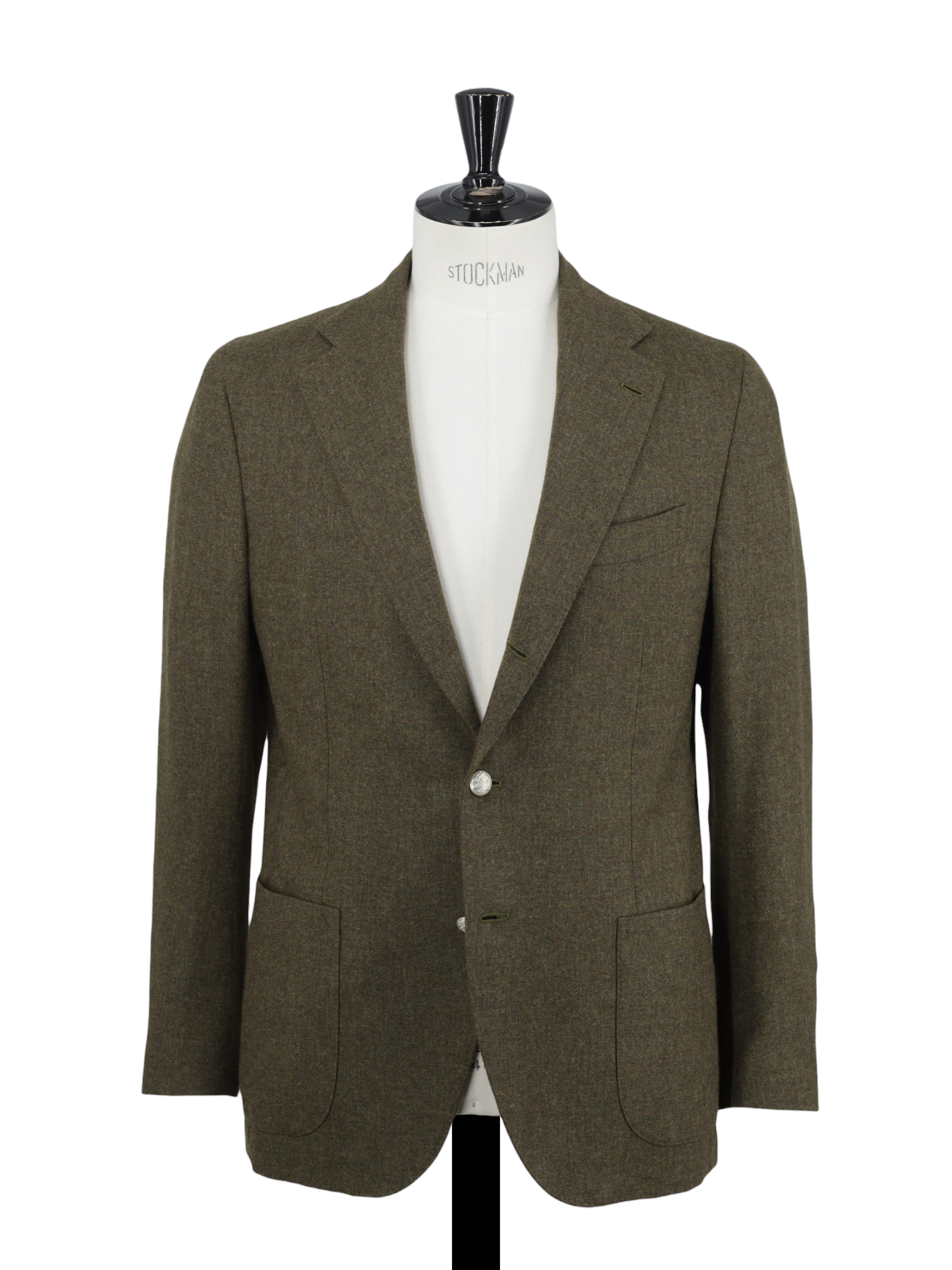 De Petrillo Moss Green Wool & Cashmere Tweed-Look Jacket