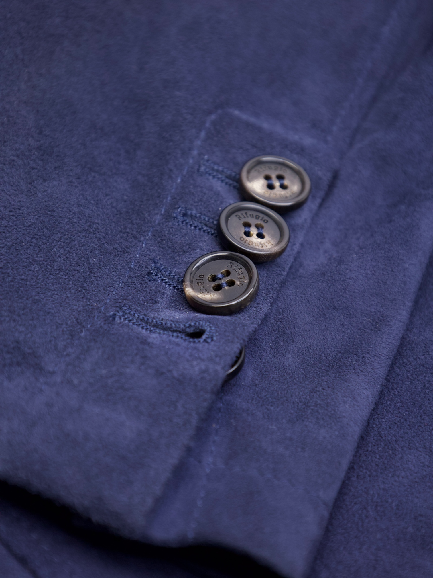 Rifugio Navy Double-Breasted Suede Blazer