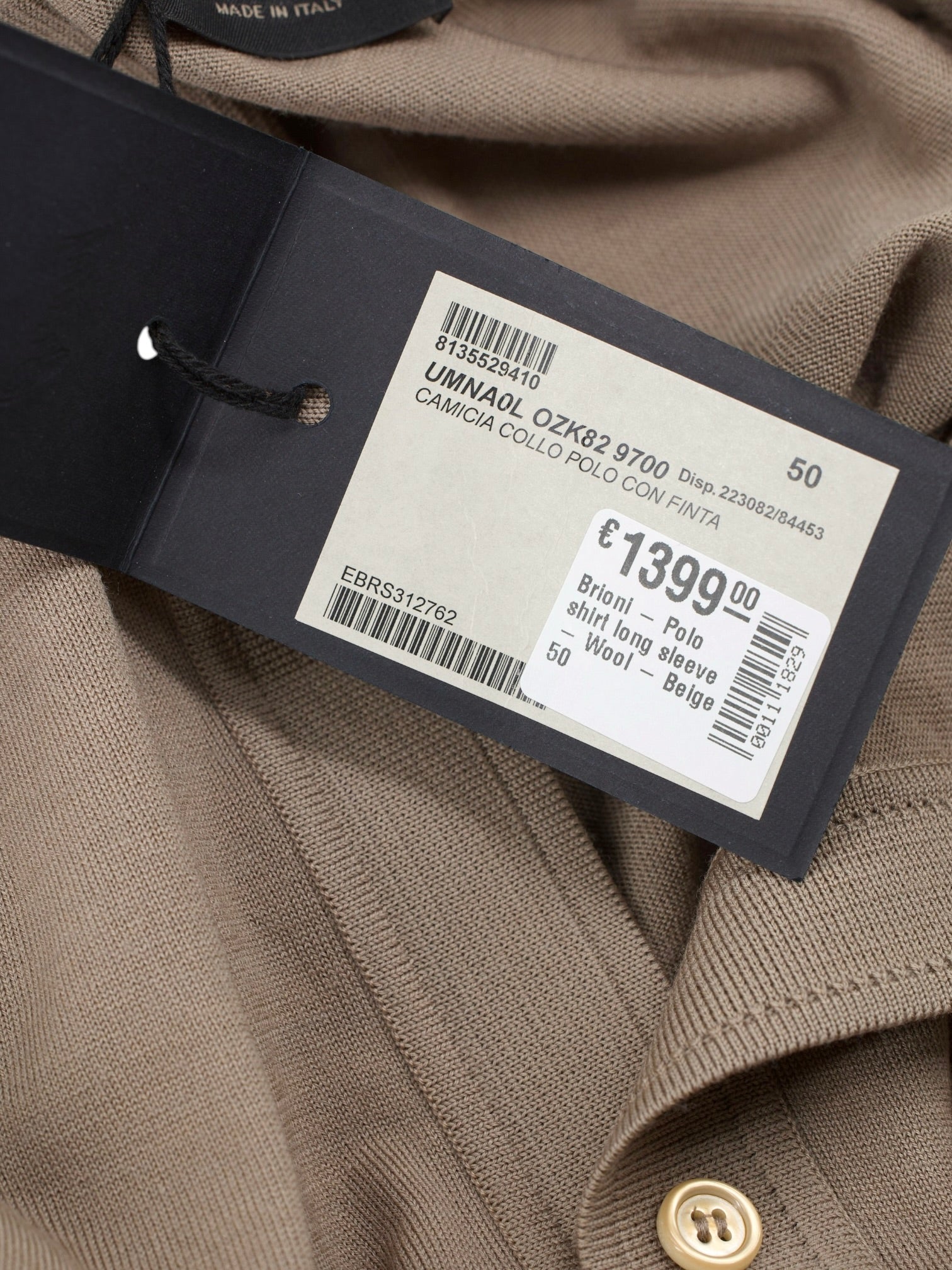 Brioni Light Brown Fine-Wool Jersey Knitted Full-Button Polo Shirt