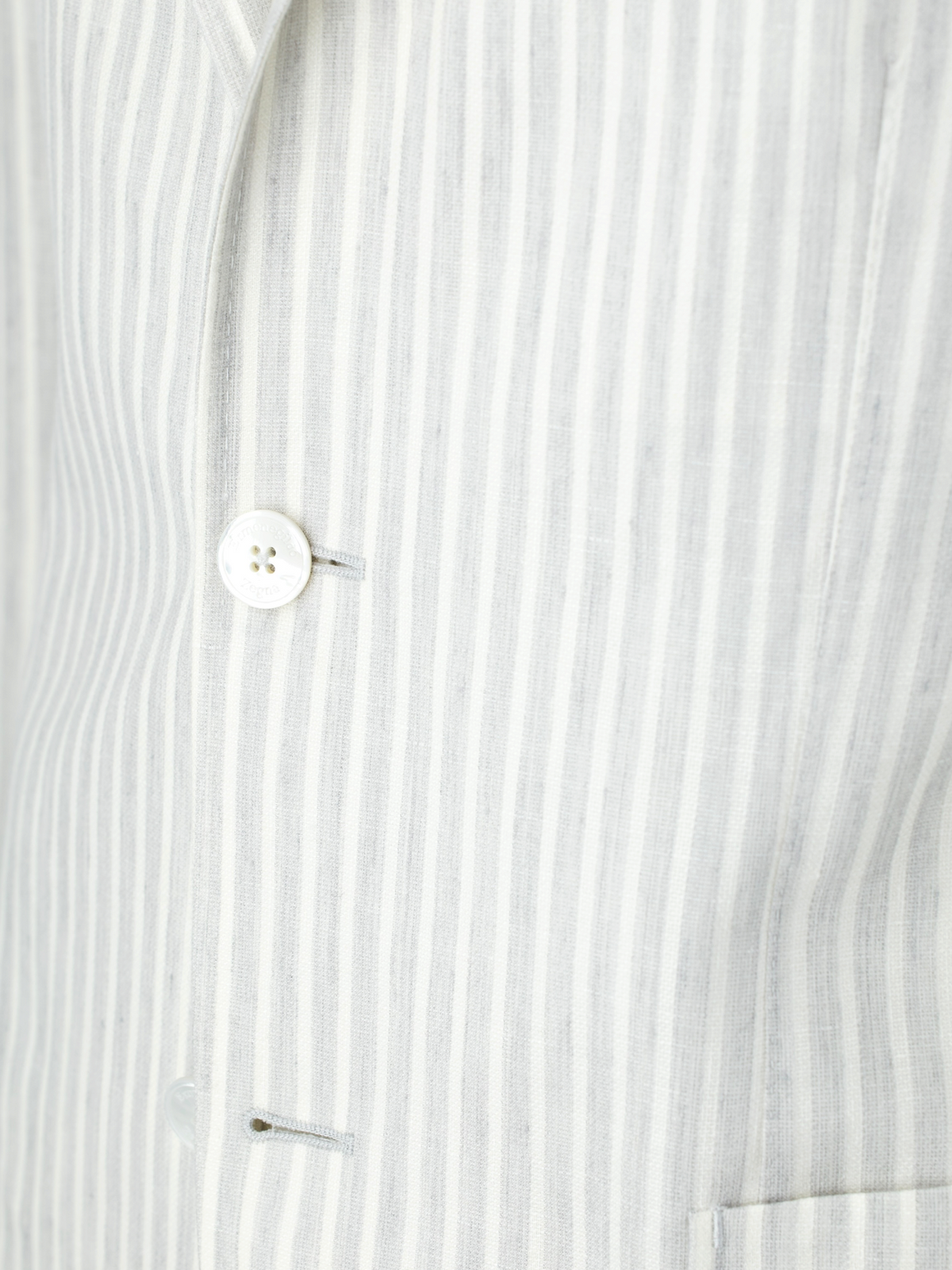 Ermenegildo Zegna Light Grey & White Linen, Cashmere & Silk Striped Riviera Jacket