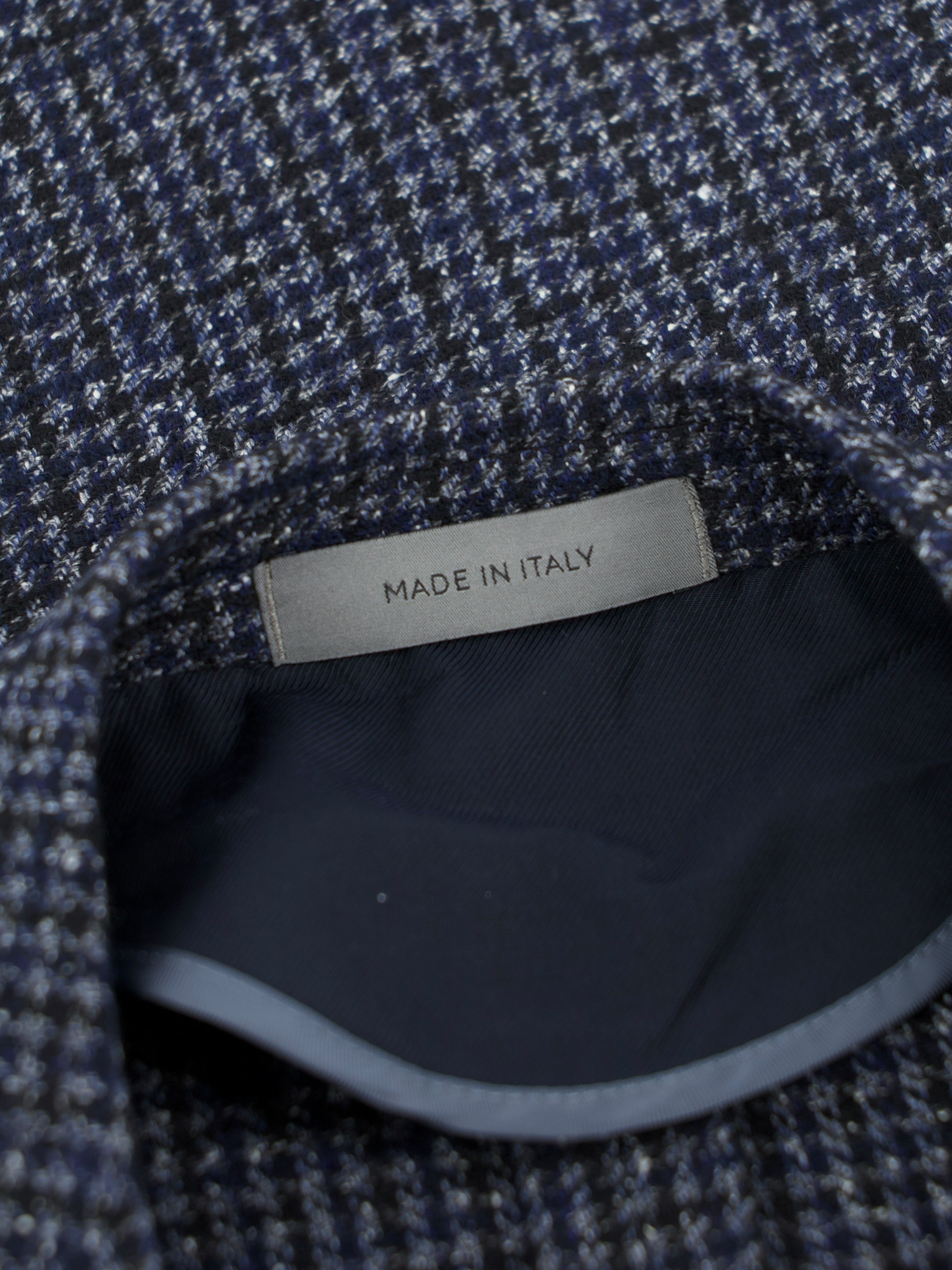 Corneliani Dark Blue Wool, Silk, Stretch & Cashmere Pied de Poule Jacket