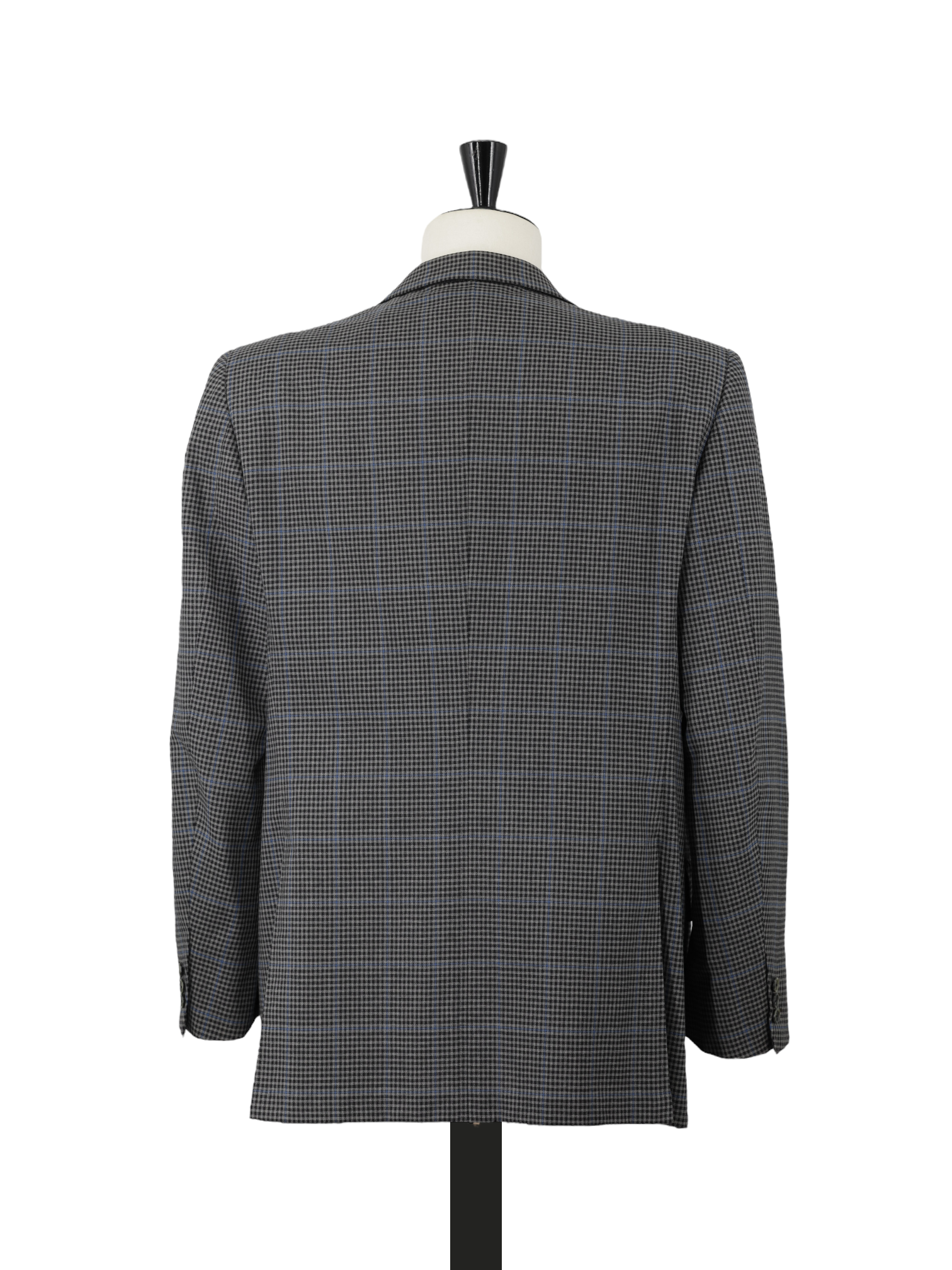 Brioni Vintage Grey & Light Blue Wool Windowpane Jacket