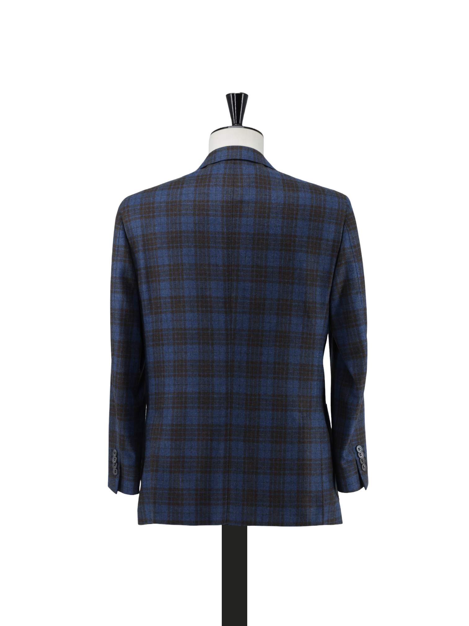 Corneliani Sartoria Azure Blue & Brown Wool-Cashmere Check Jacket
