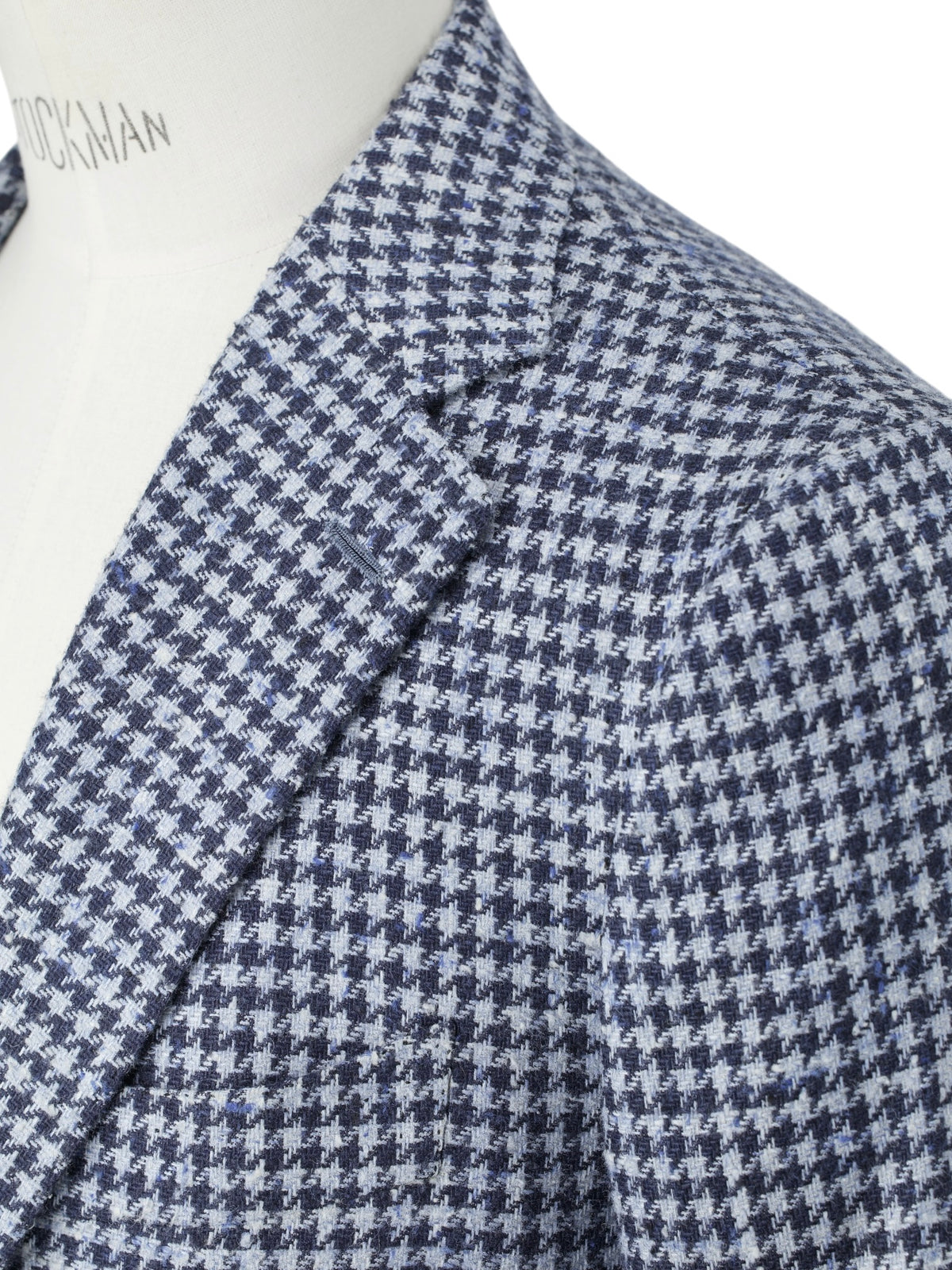 Cesare Attolini Indigo Blue Silk & Wool Bouclé Houndstooth Jacket