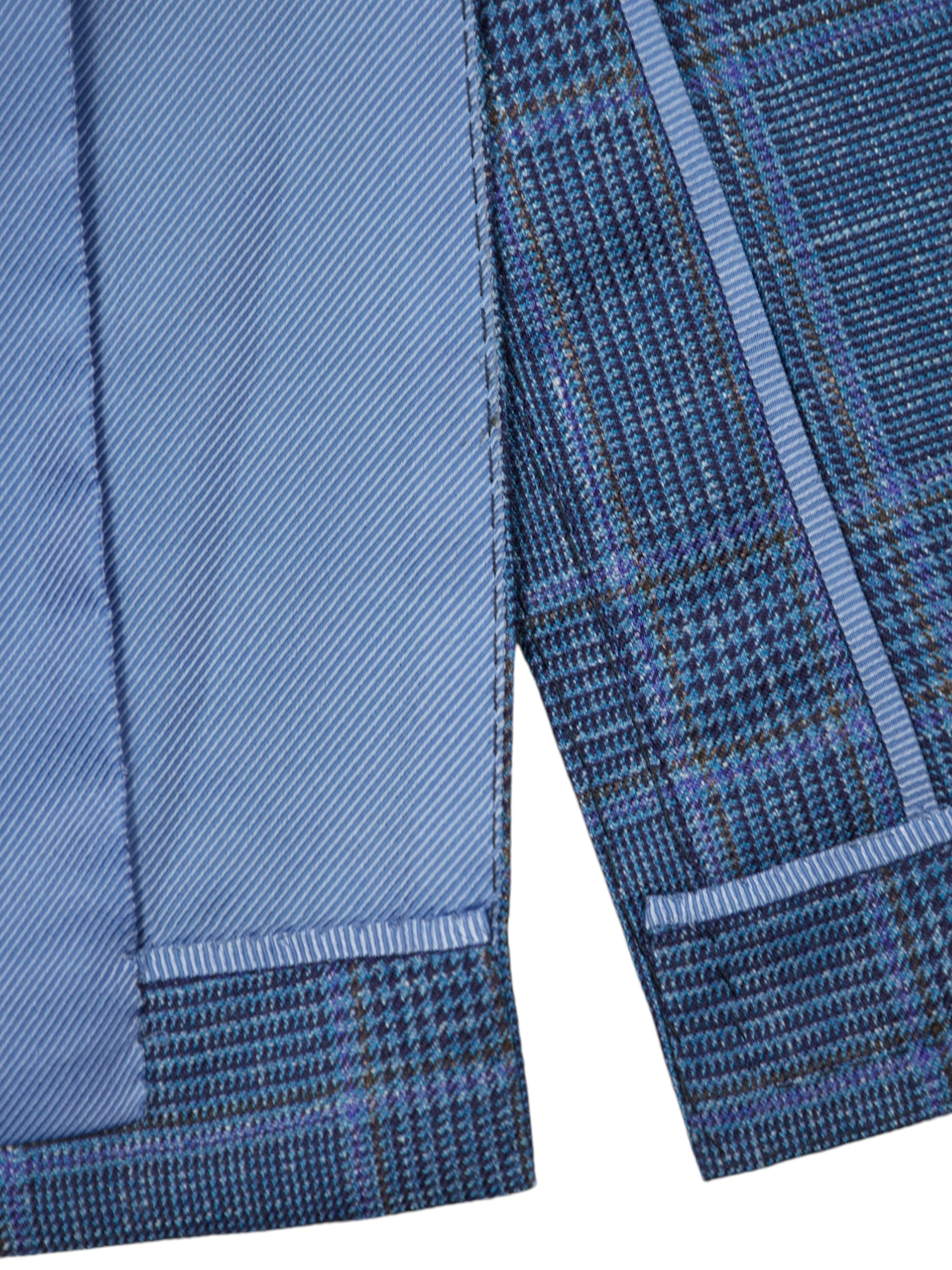 Cesare Attolini Aqua Blue Cashmere, Silk & Linen Glenplaid Jacket