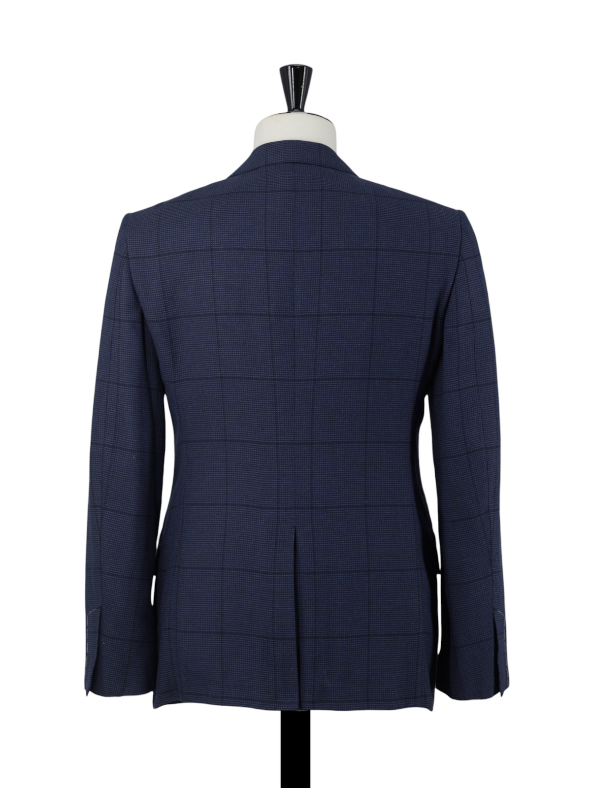 Tom Ford Dark Blue Pure Silk Basket-Weave Windowpane Jacket