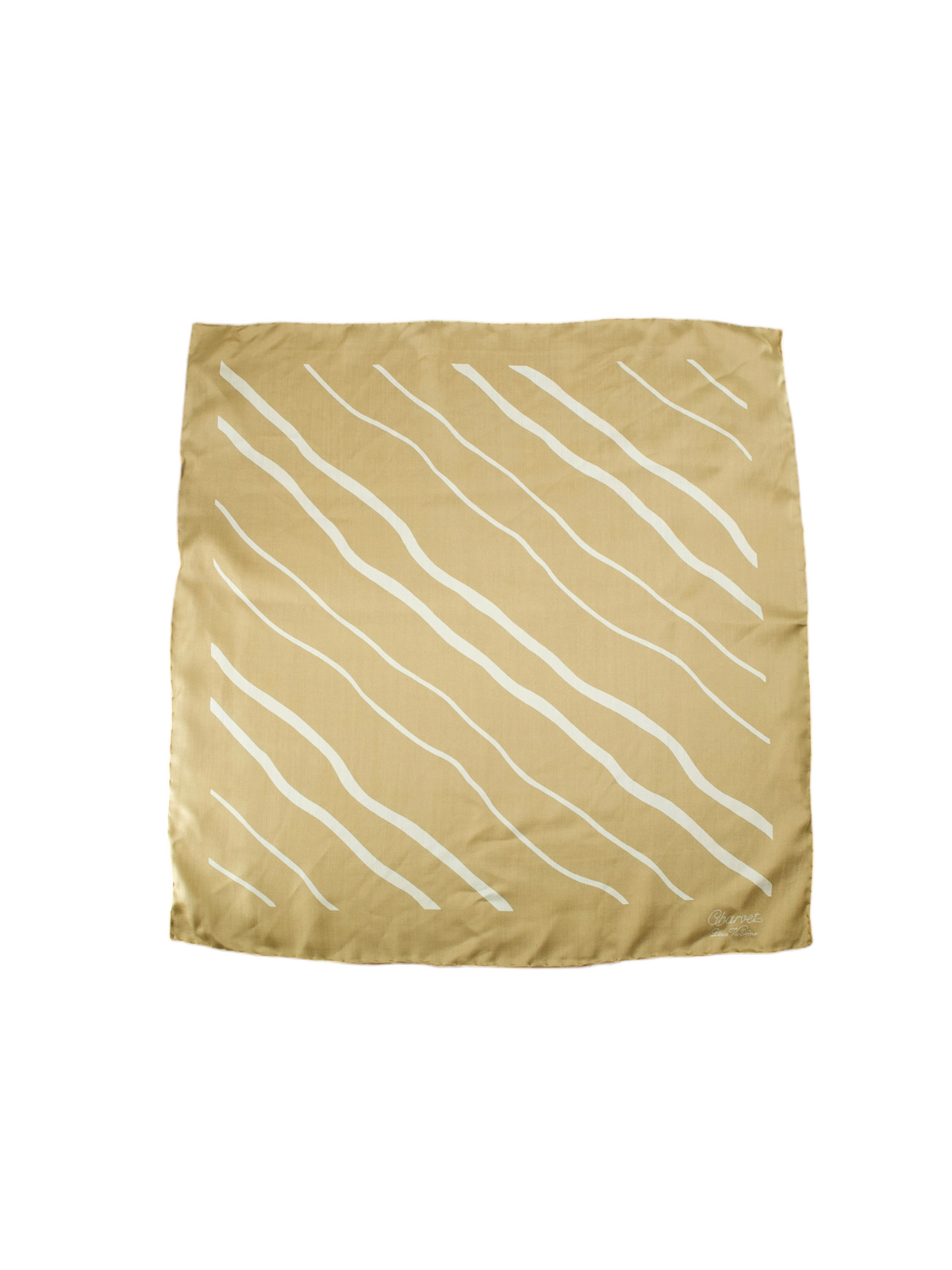Charvet Gold & White Silk Handrolled Pocketsquare
