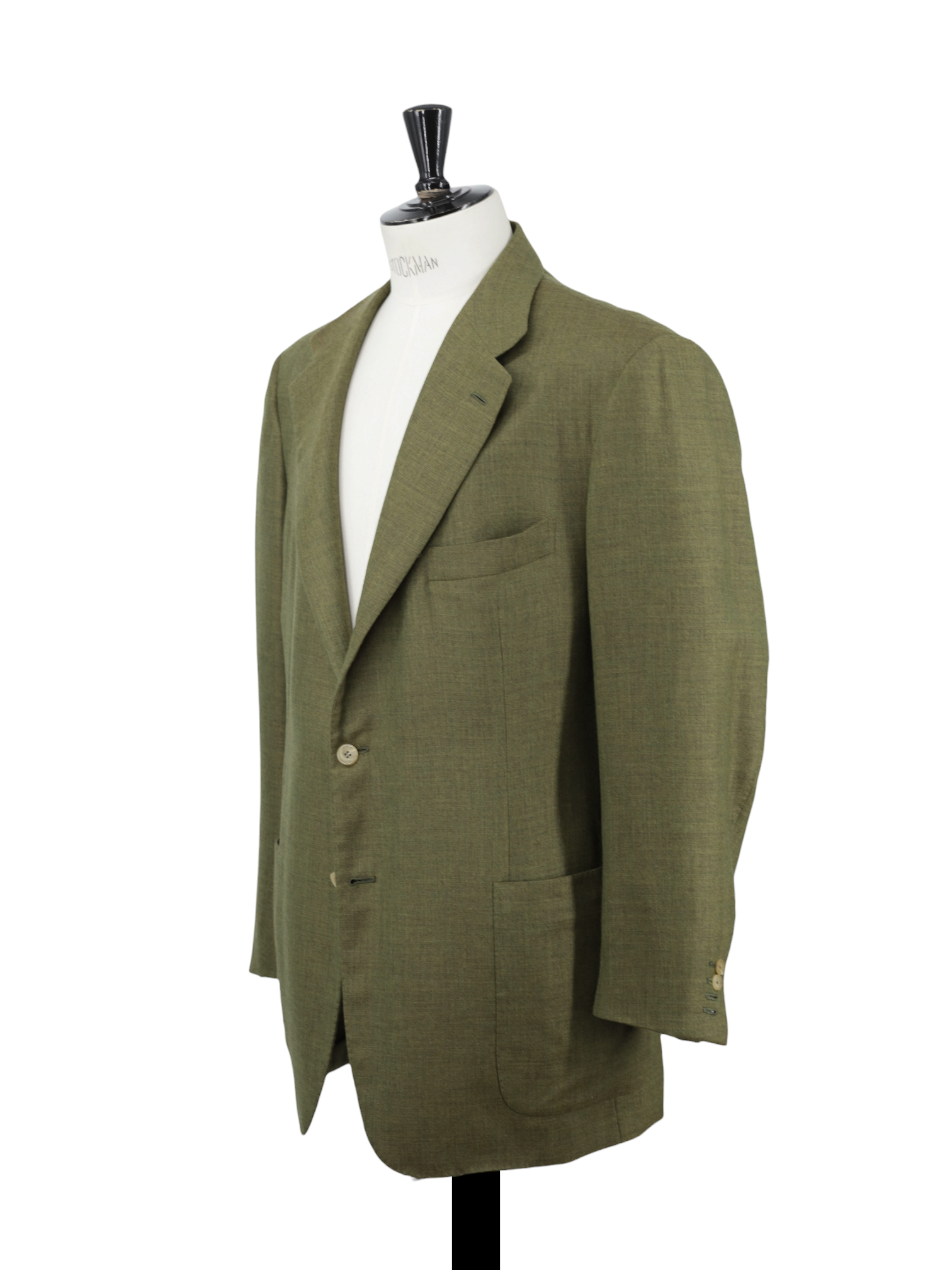 Kiton Moss Green Vintage Pure Cashmere Plain-Weave Jacket