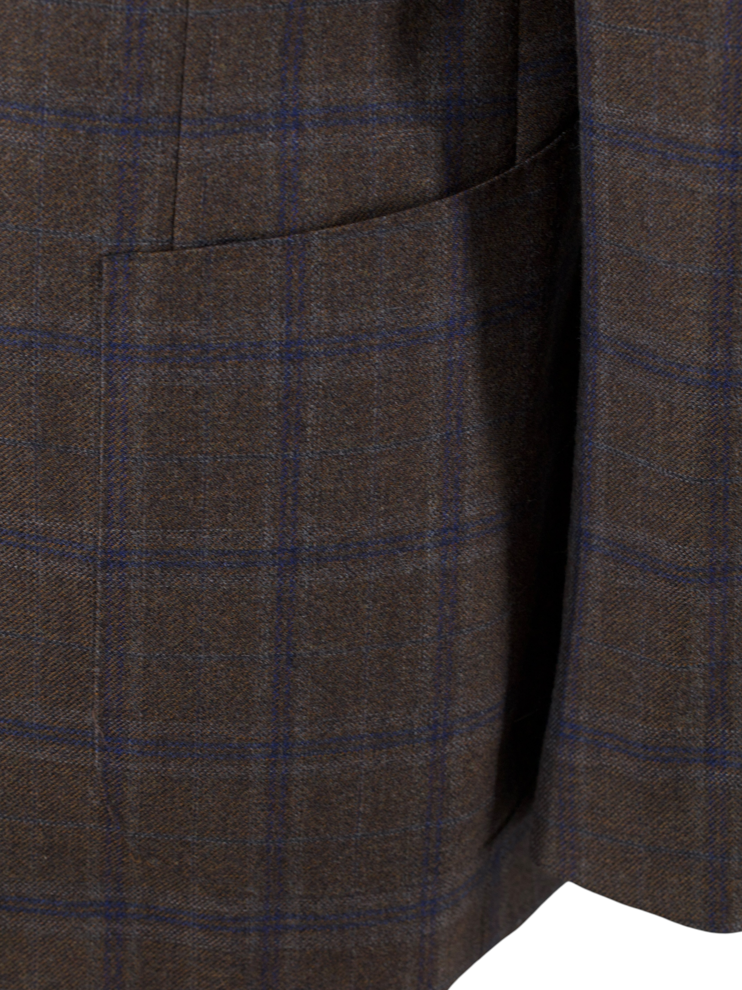 Caruso Brown & Blue Pure-Wool Windowpane Jacket