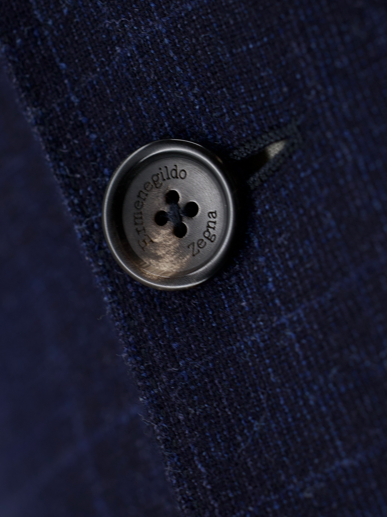 Ermenegildo Zegna Dark Blue Wool, Silk & Cashmere Melange Check Jacket