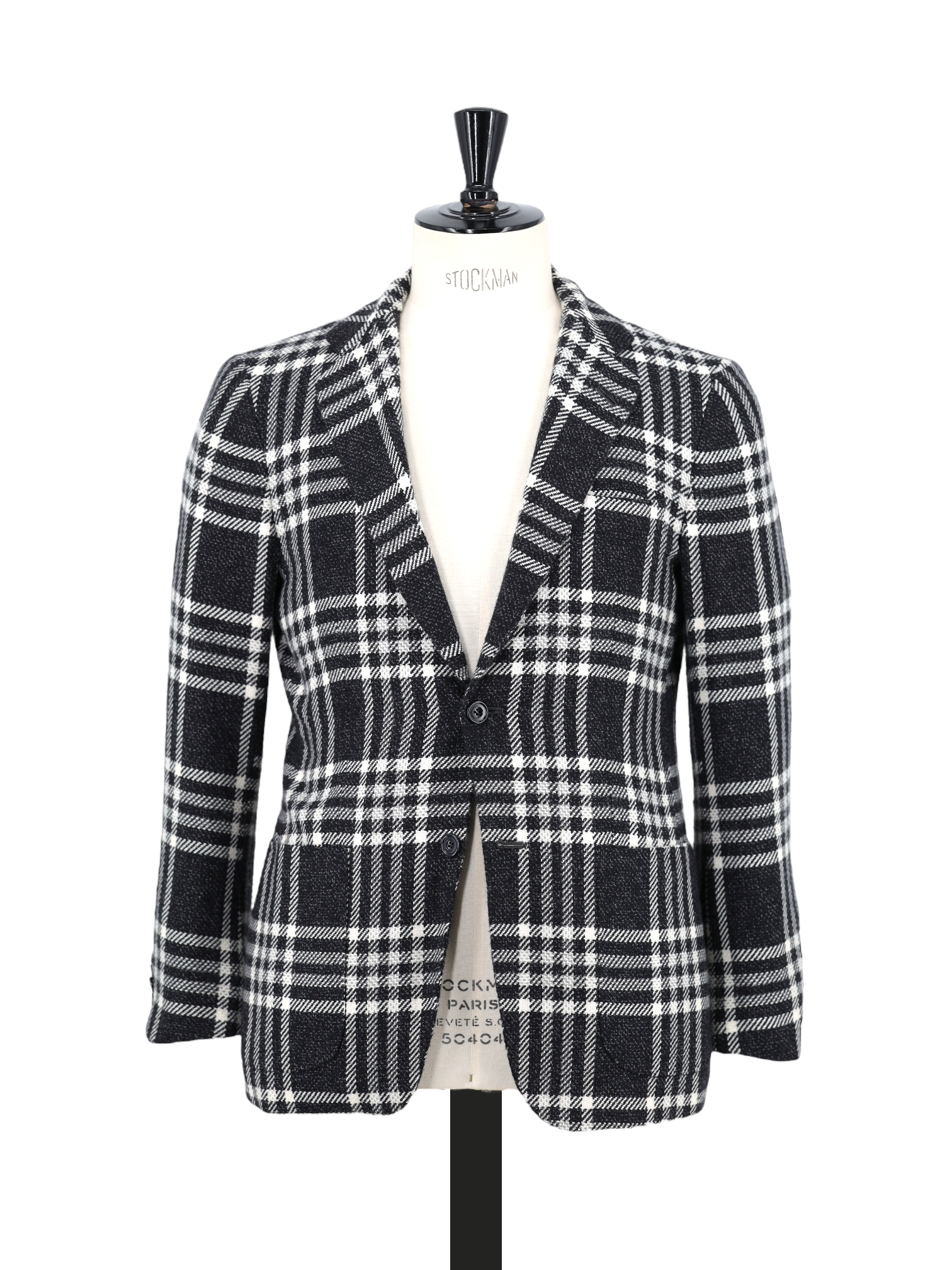 Kiton Black & White Pure Cashmere Tartan Check Jacket