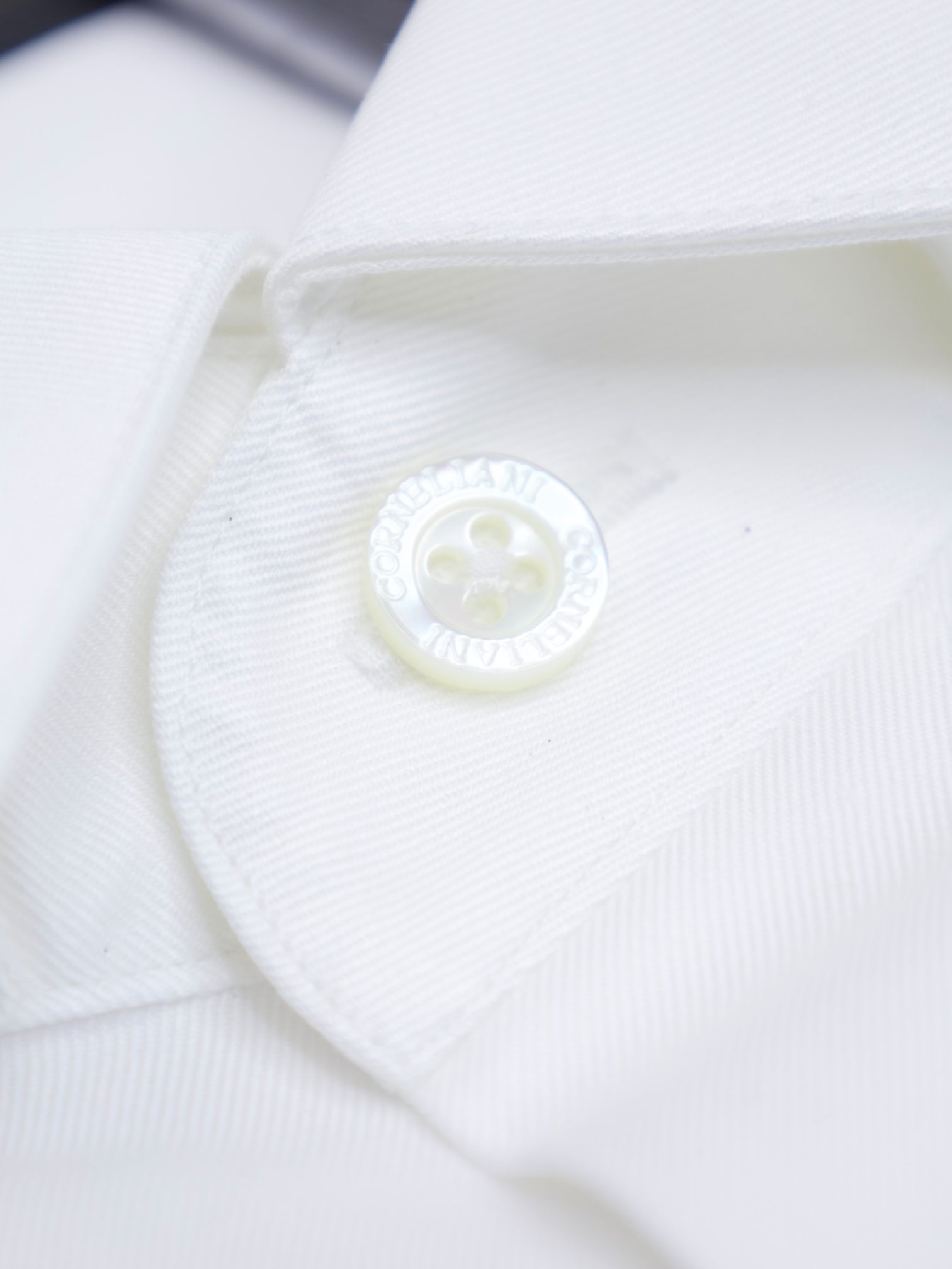 Corneliani White Poplin Wing Collar Tuxedo Shirt