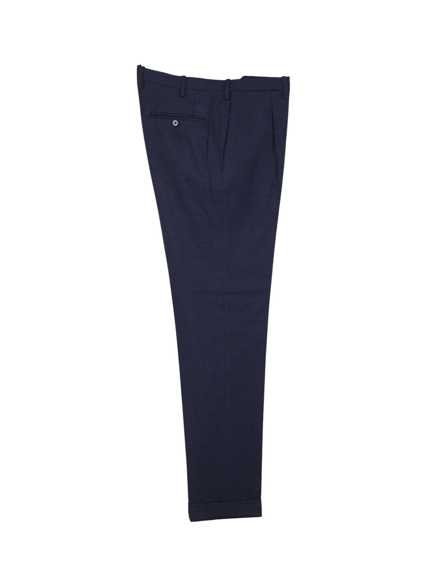 Kiton Dark Blue Brushed-Wool Micro-Pattern Sartorial Trousers