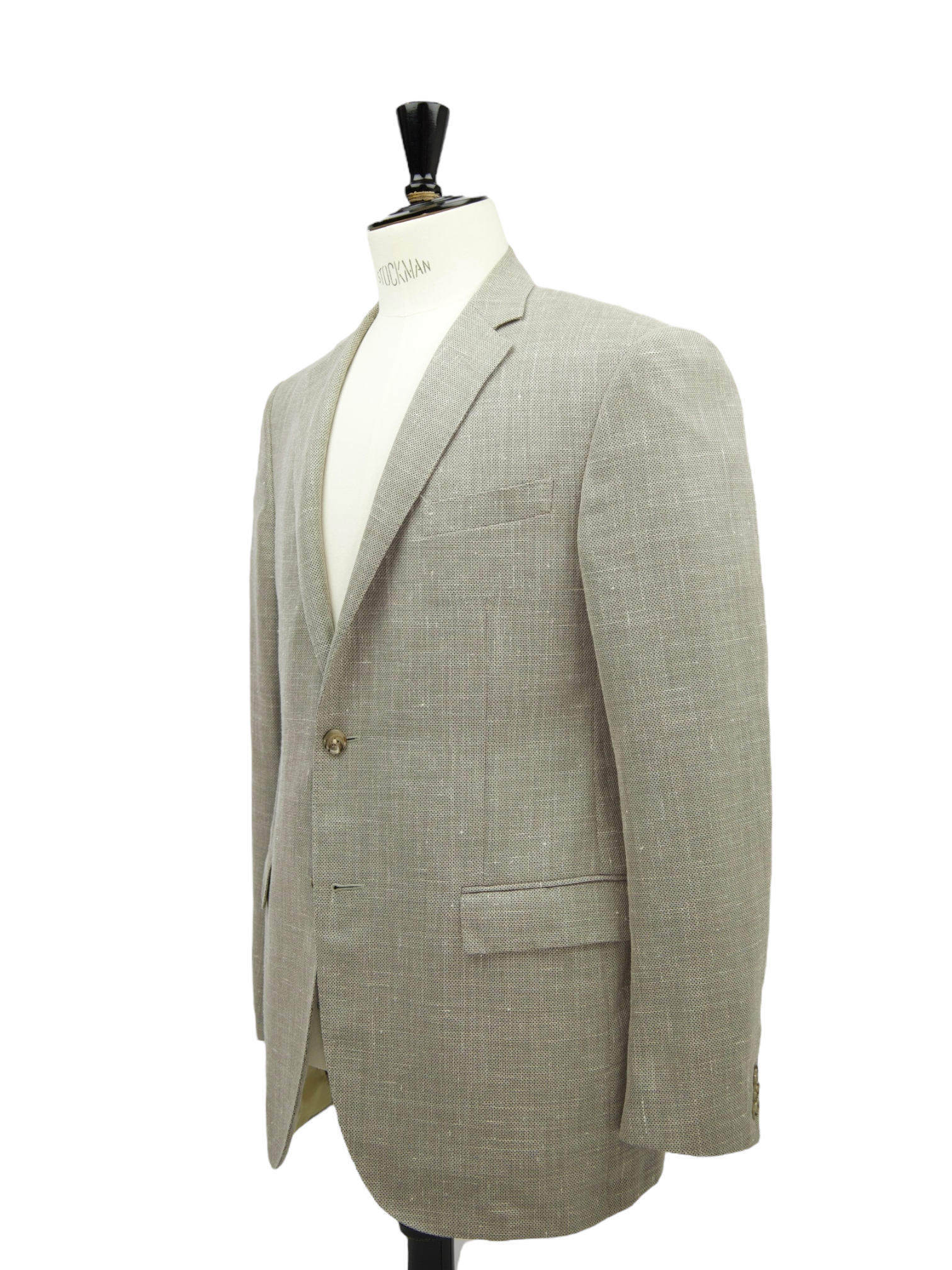 Corneliani Light Brown Wool, Silk & Linen Micro-Pattern Jacket