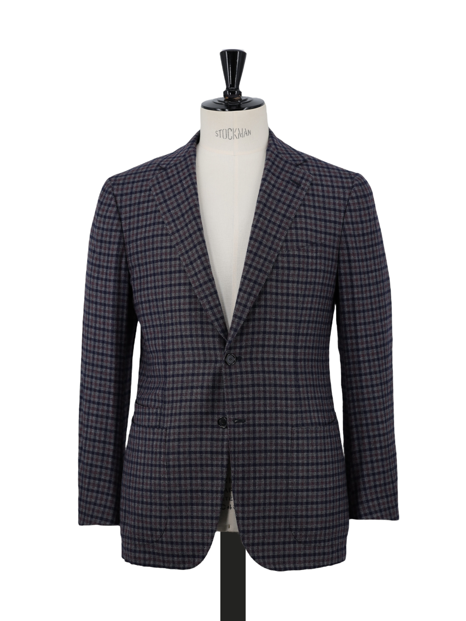 Cesare Attolini Blue & Maroon Pure Cashmere Gingham Check Jacket