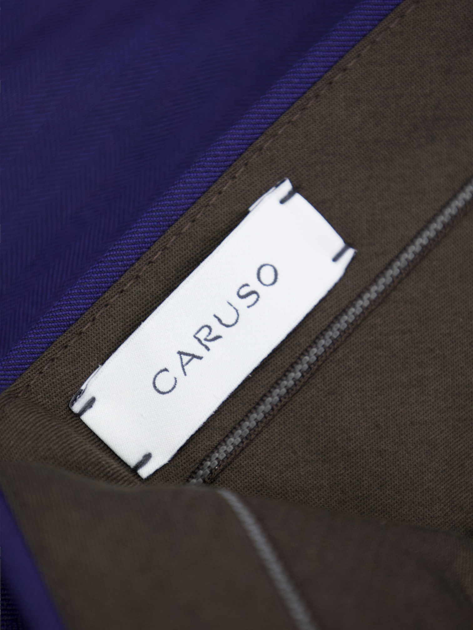 Caruso Royal Blue Wool Herringbone Trousers