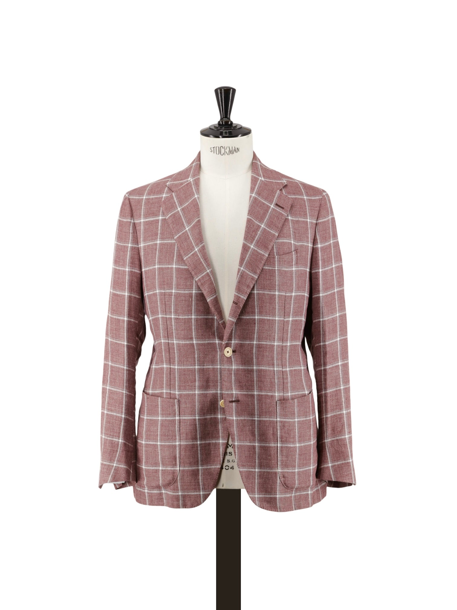De Petrillo Old Pink & White Pure Linen Windowpane Jacket