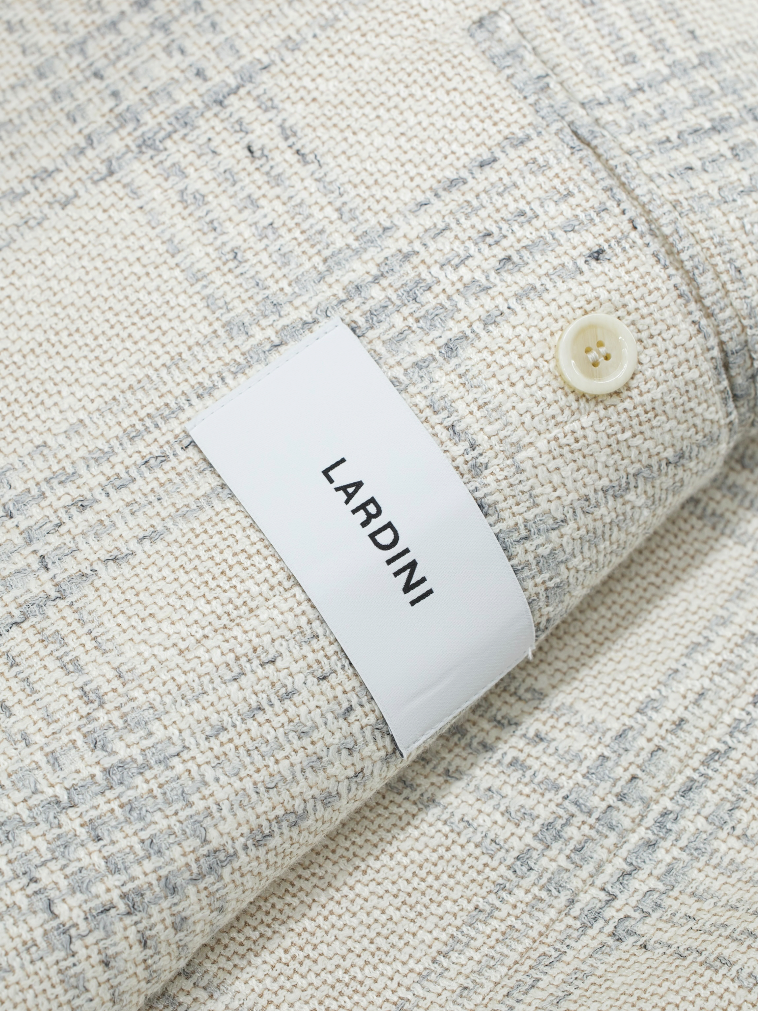 Lardini Greige & Light Grey Silk, Linen & Cotton Checkered Jacket