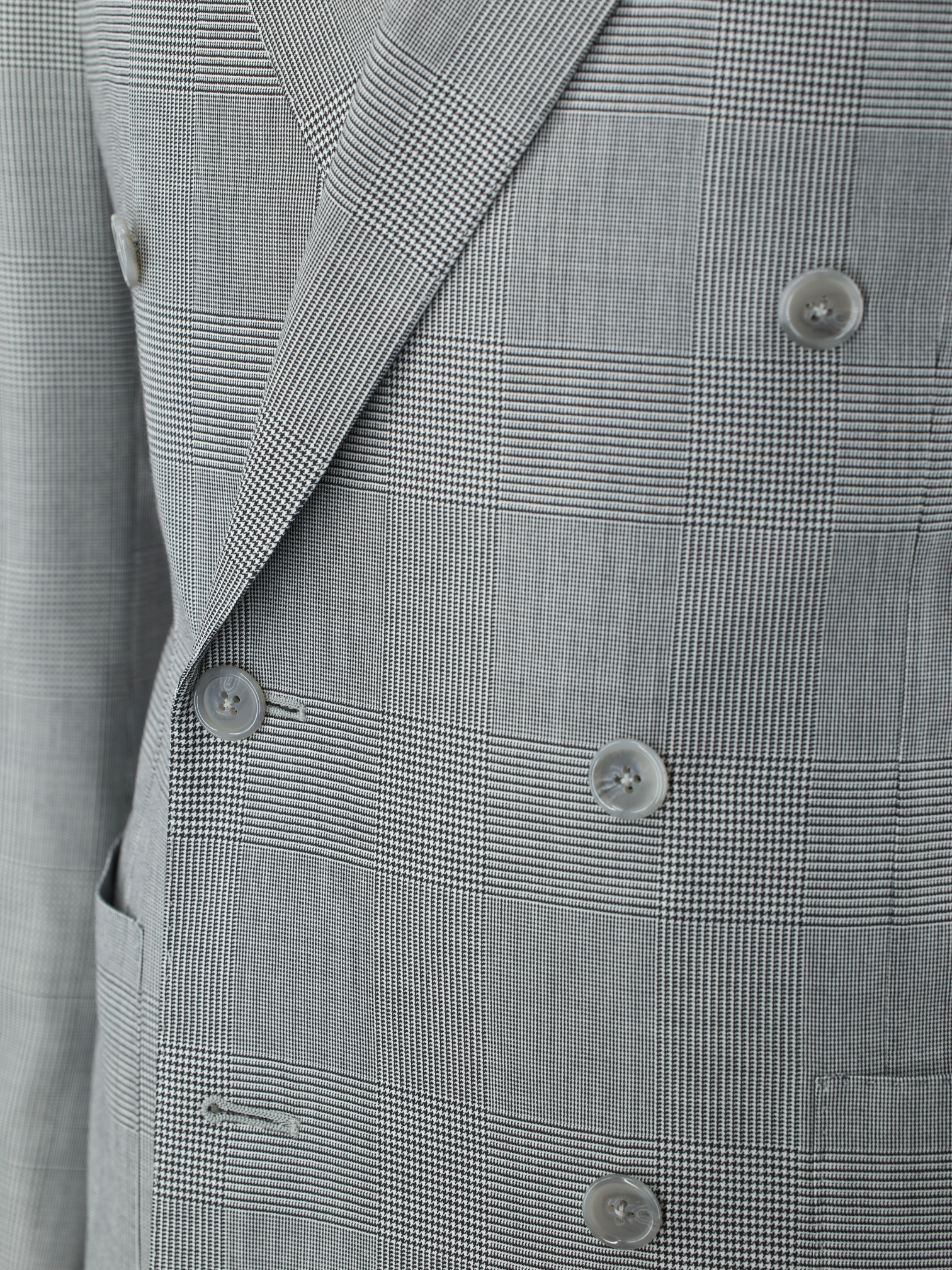 Corneliani Grey Fine-Wool Double Breasted Prince of Wales Suit