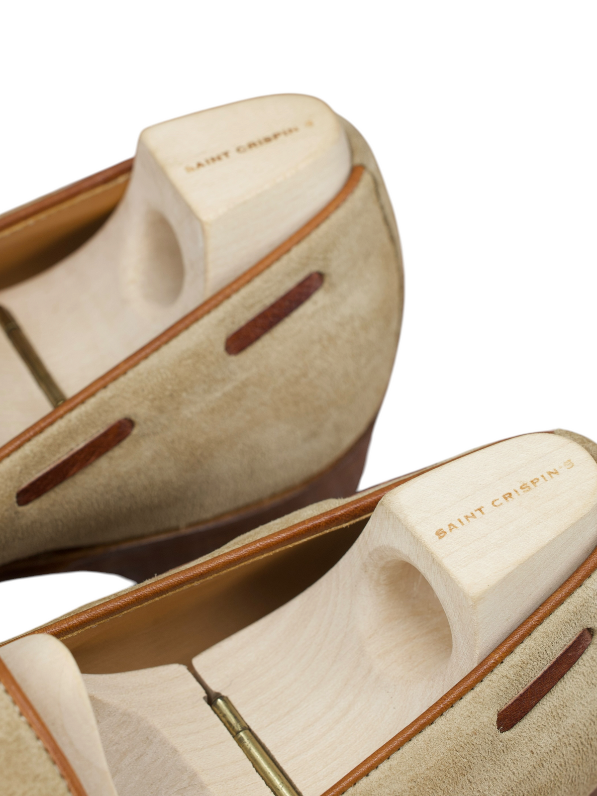 Saint Crispin's Beige Suede Norwegian X-Stitch Loafer