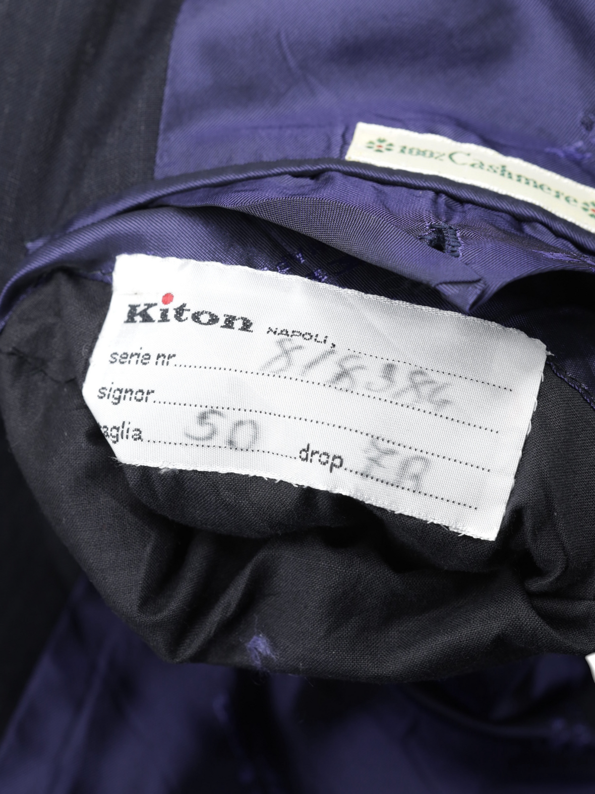 Kiton Deep Navy Lightweight Cashmere Shadow-Stripe Suit