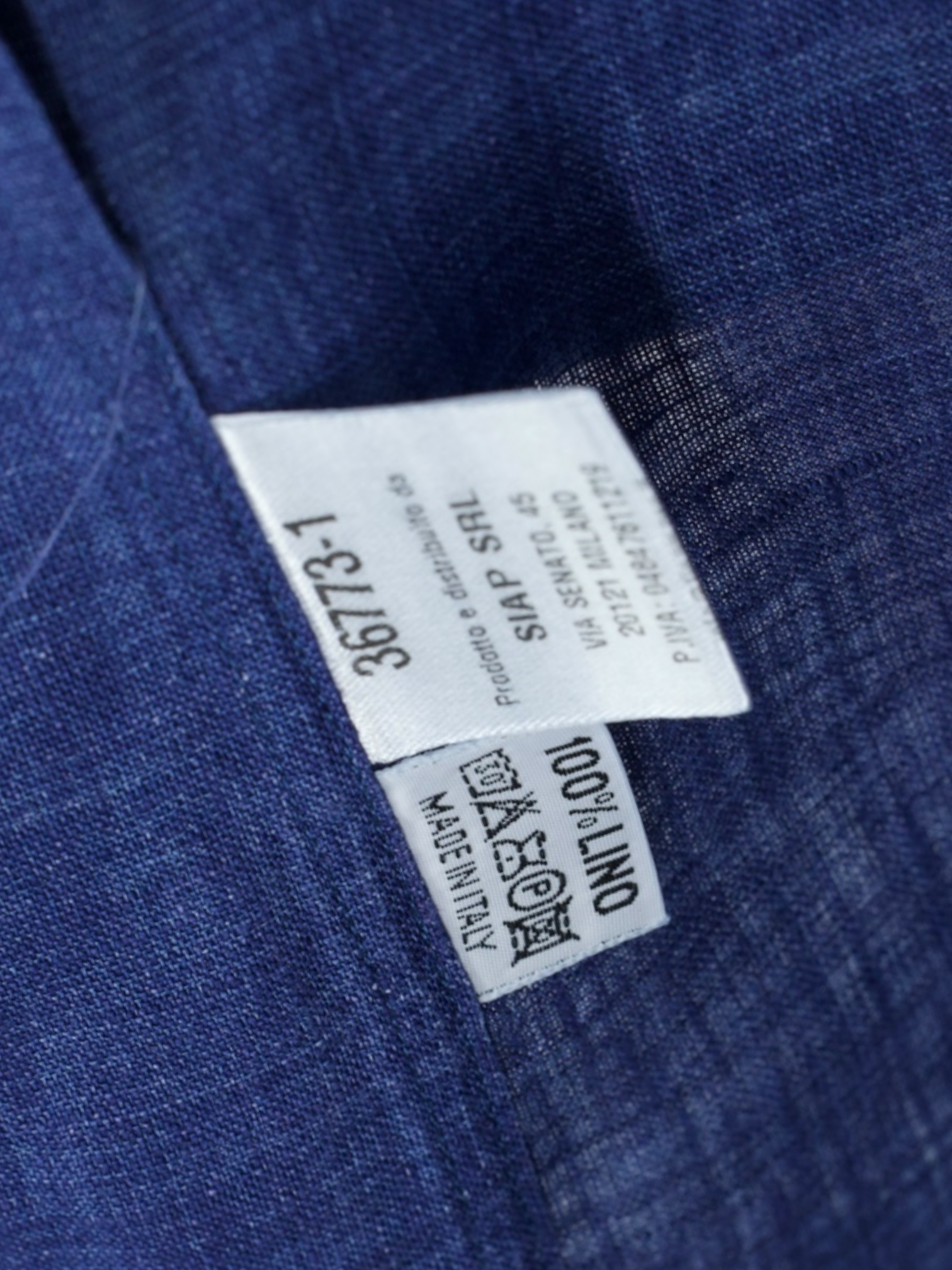 Finamore Denim Blue Pure-Linen One-Piece Collar Summer Shirt