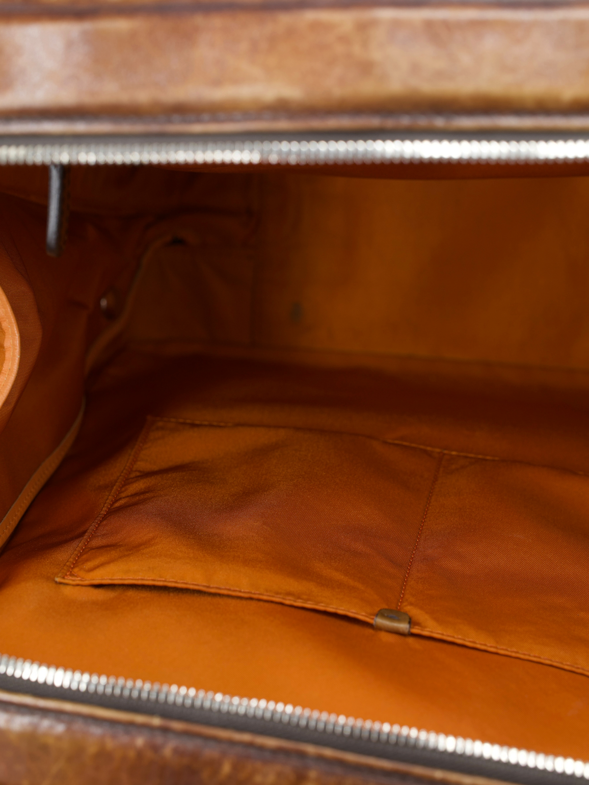 Santoni Cognac Brown Patina-Leather Business Tote-Bag