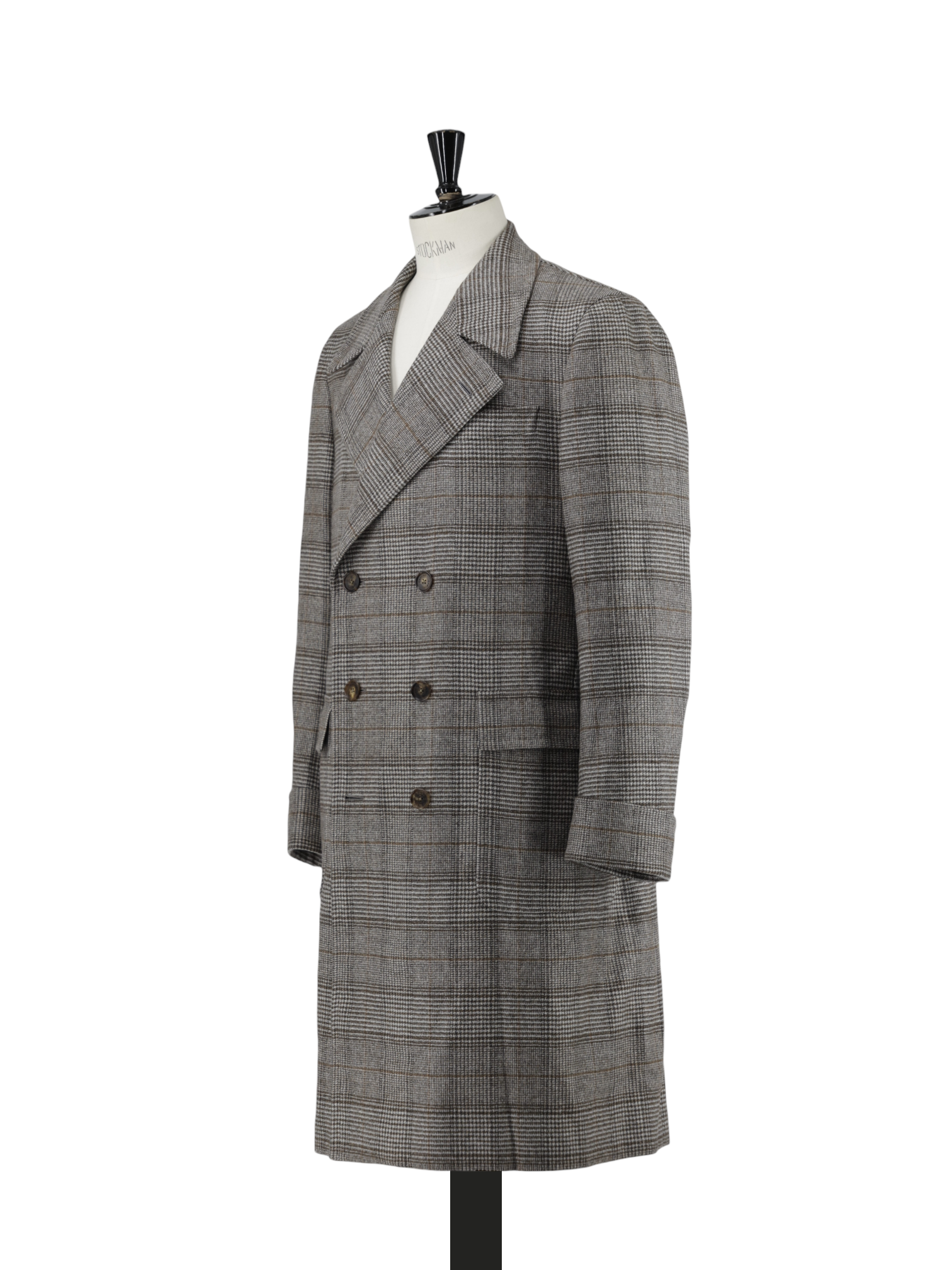 Caruso Light Brown Superfine "Zelander" Wool Prince of Wales Ulster Coat