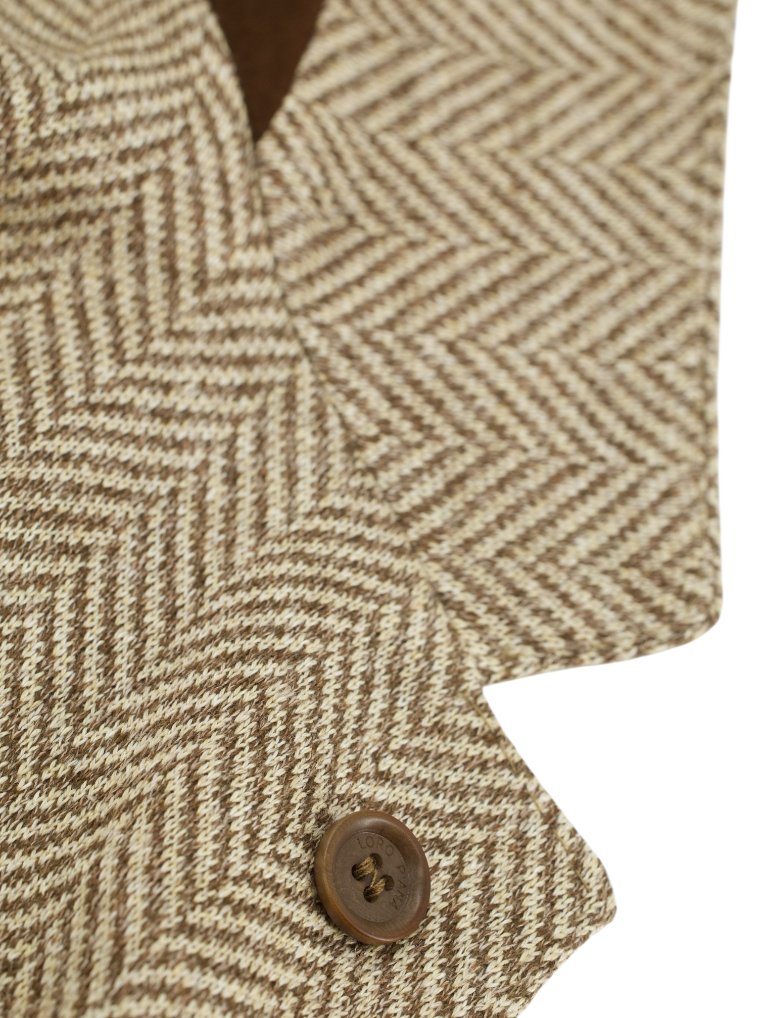 Loro Piana Brown Unconstructed Chevron Linen Herringbone Jacket