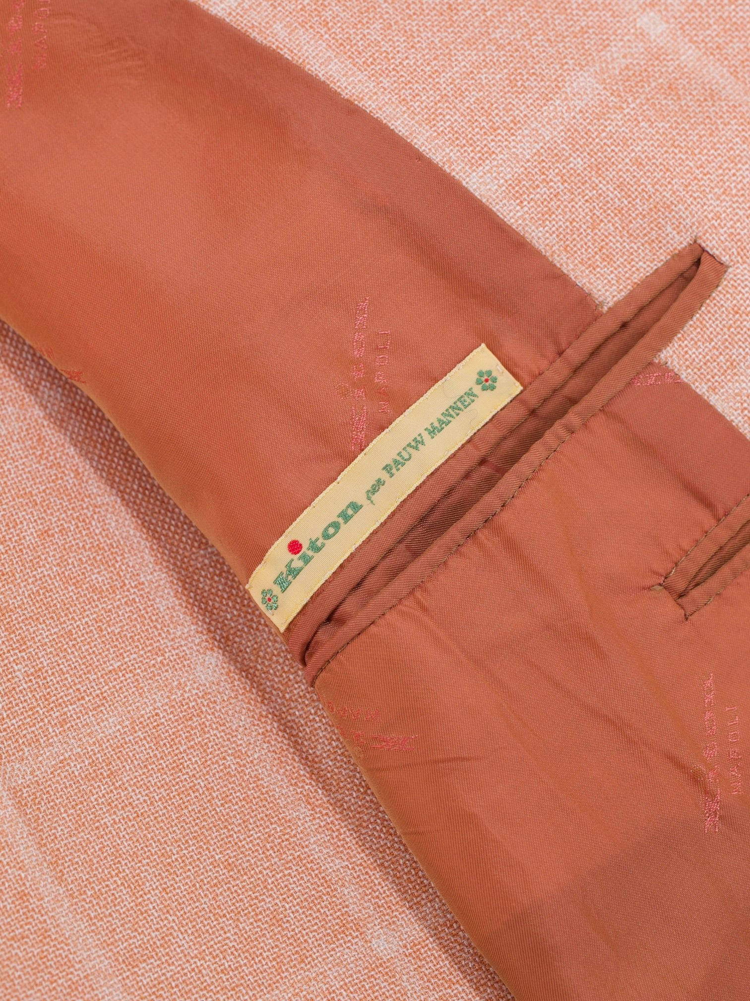 Kiton Pastel Orange Cashmere, Silk & Linen Windowpane Jacket