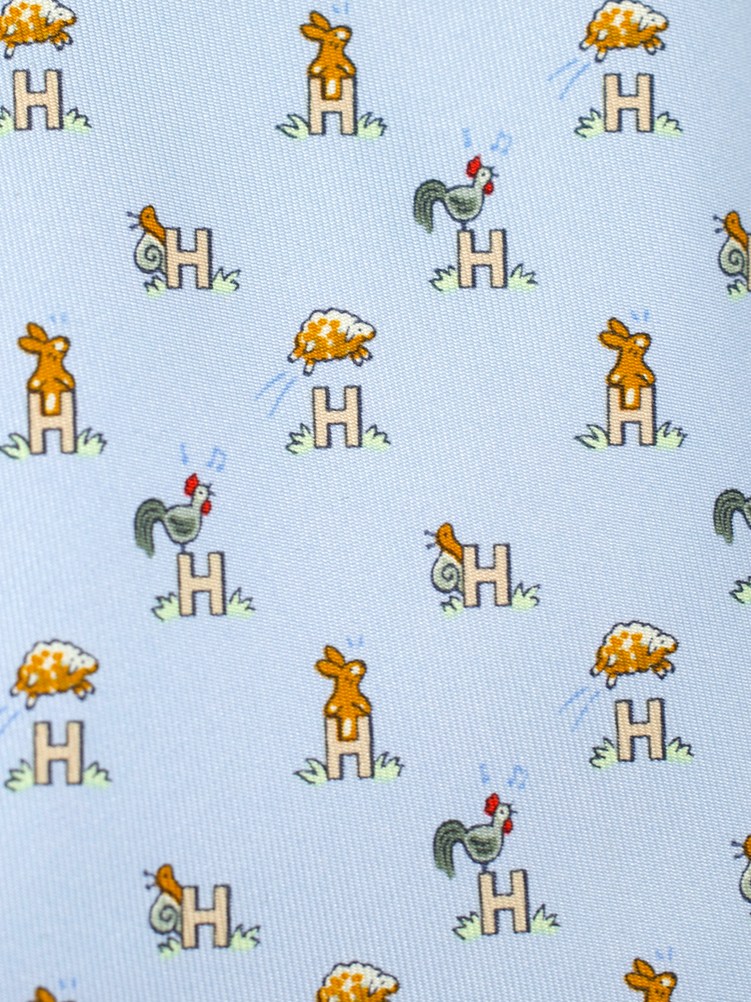 Hermès x ING Private-Banking Ice Blue Silk Animal-Pattern Tie