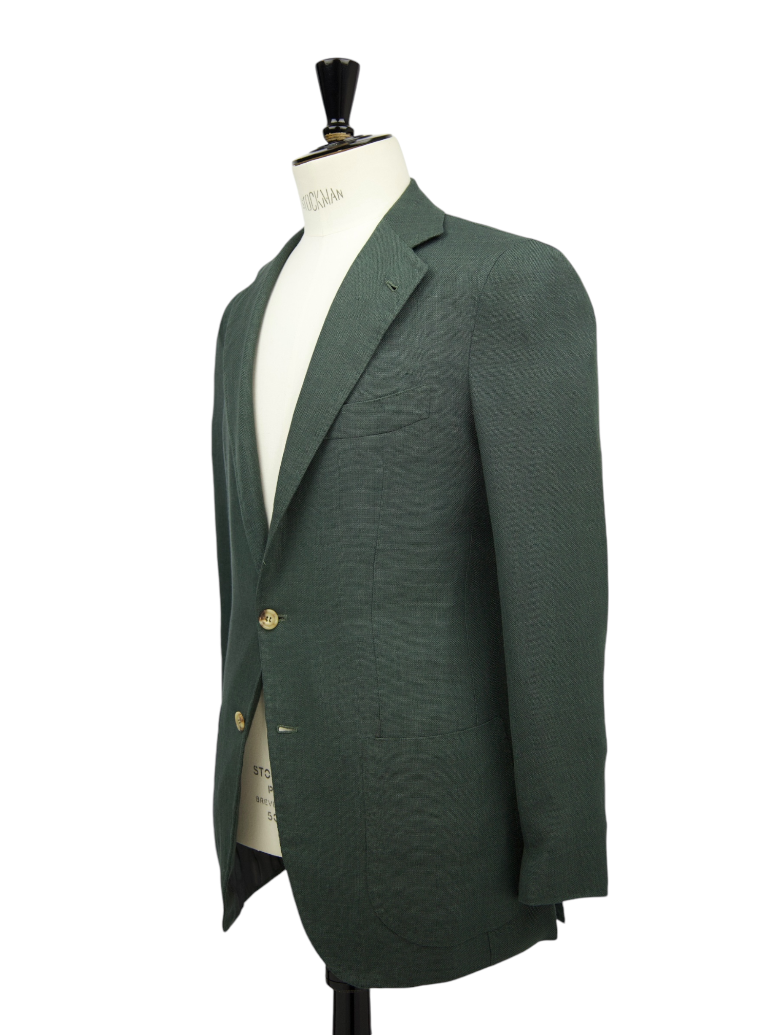 Orazio Luciano Green Wool, Silk & Linen Hopsack Jacket