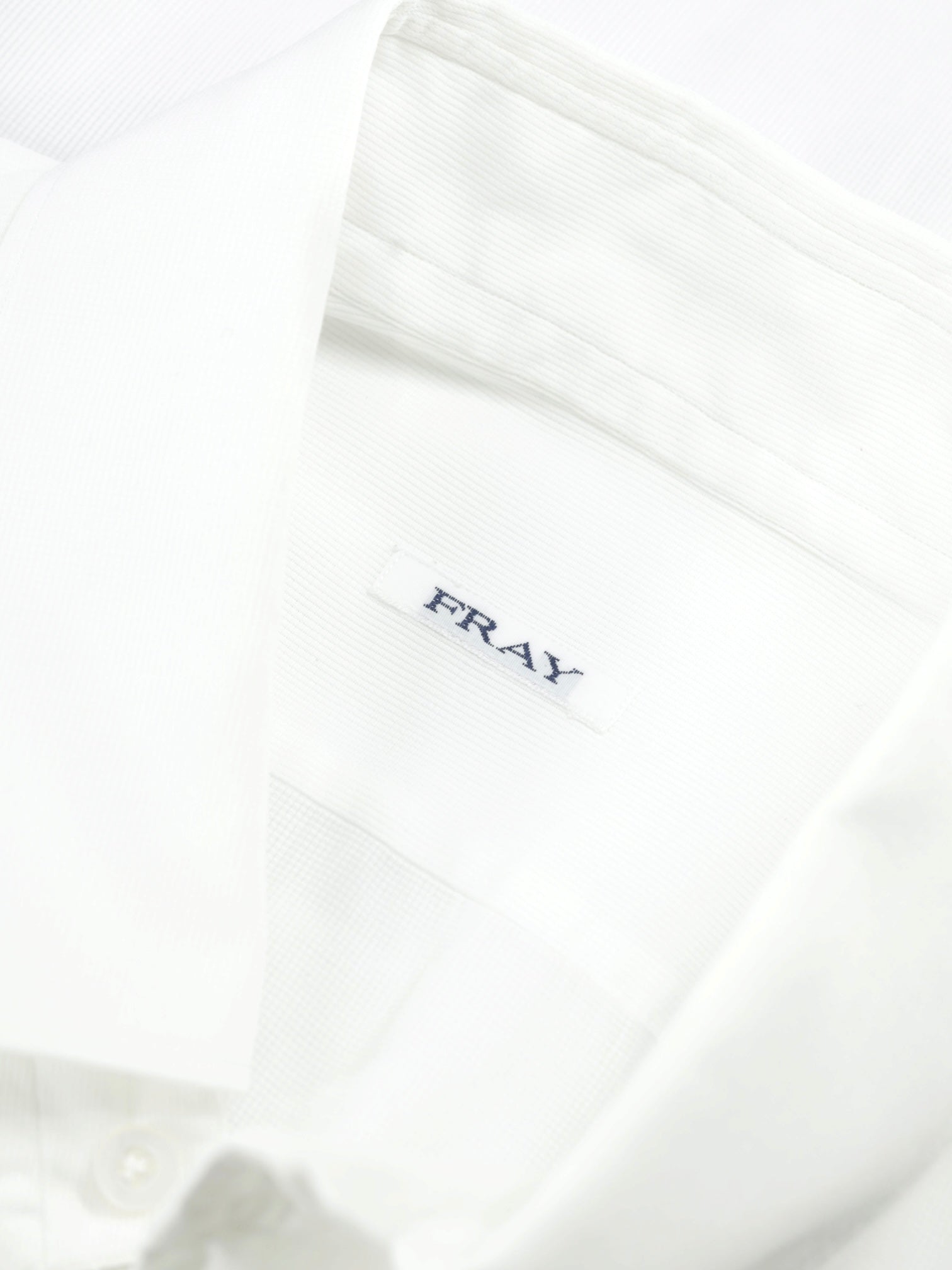 Fray White Cotton Button-Down Plain-Weave Shirt