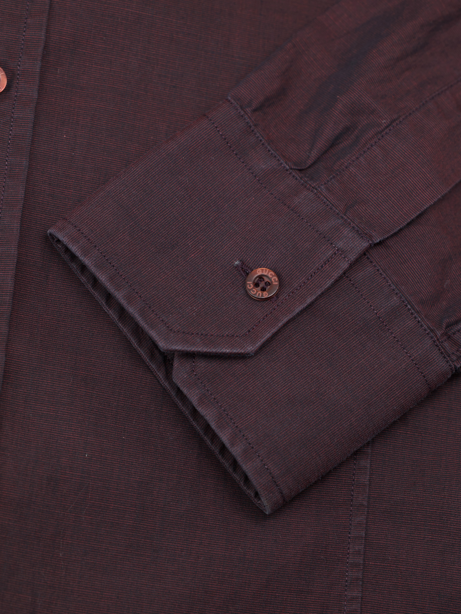 Gucci by Tom Ford Maroon Iridescent-Cotton Vintage Dress Shirt