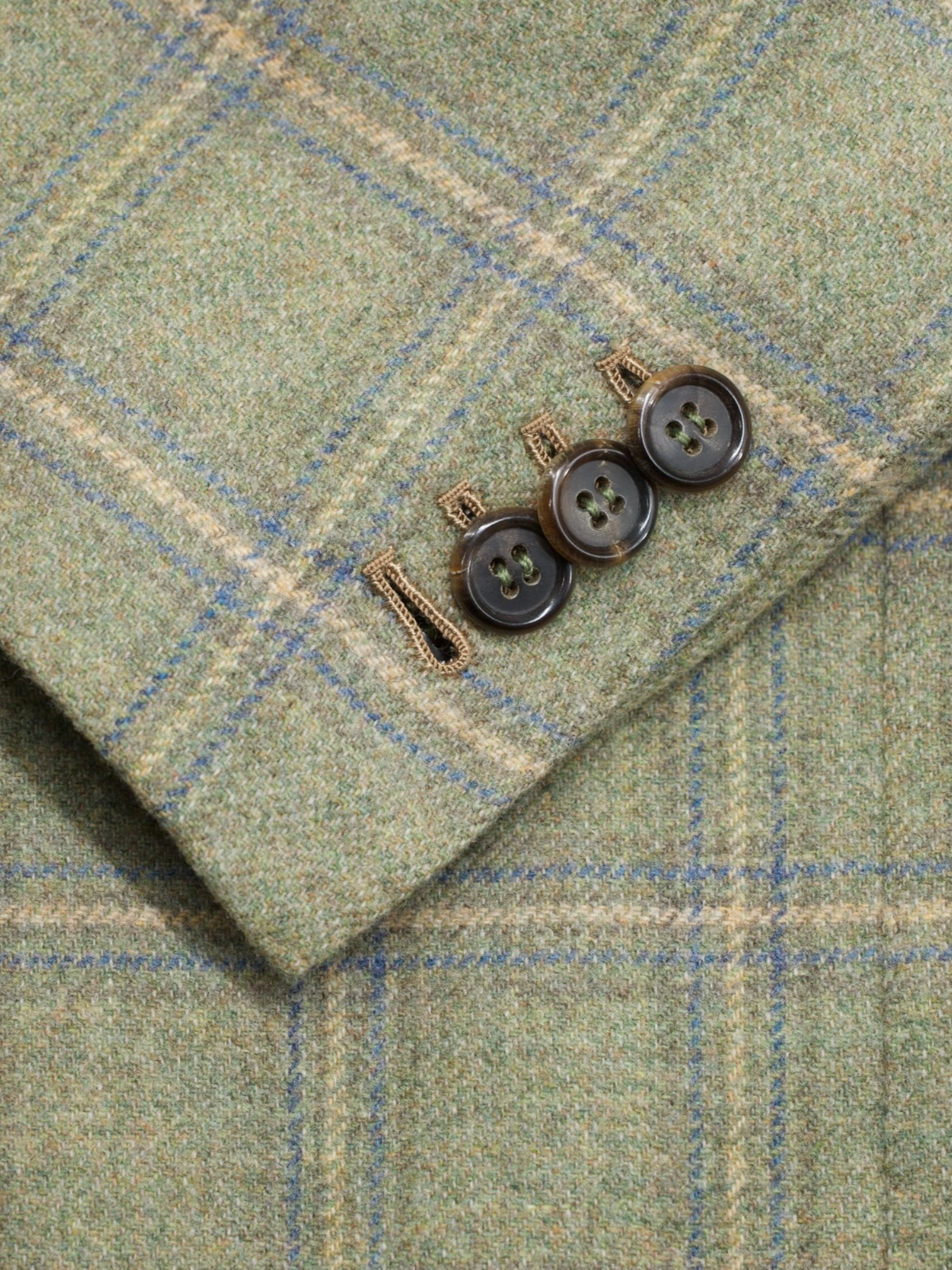 Orazio Luciano Sage Green & Light Blue Brushed-Wool Windowpane Jacket