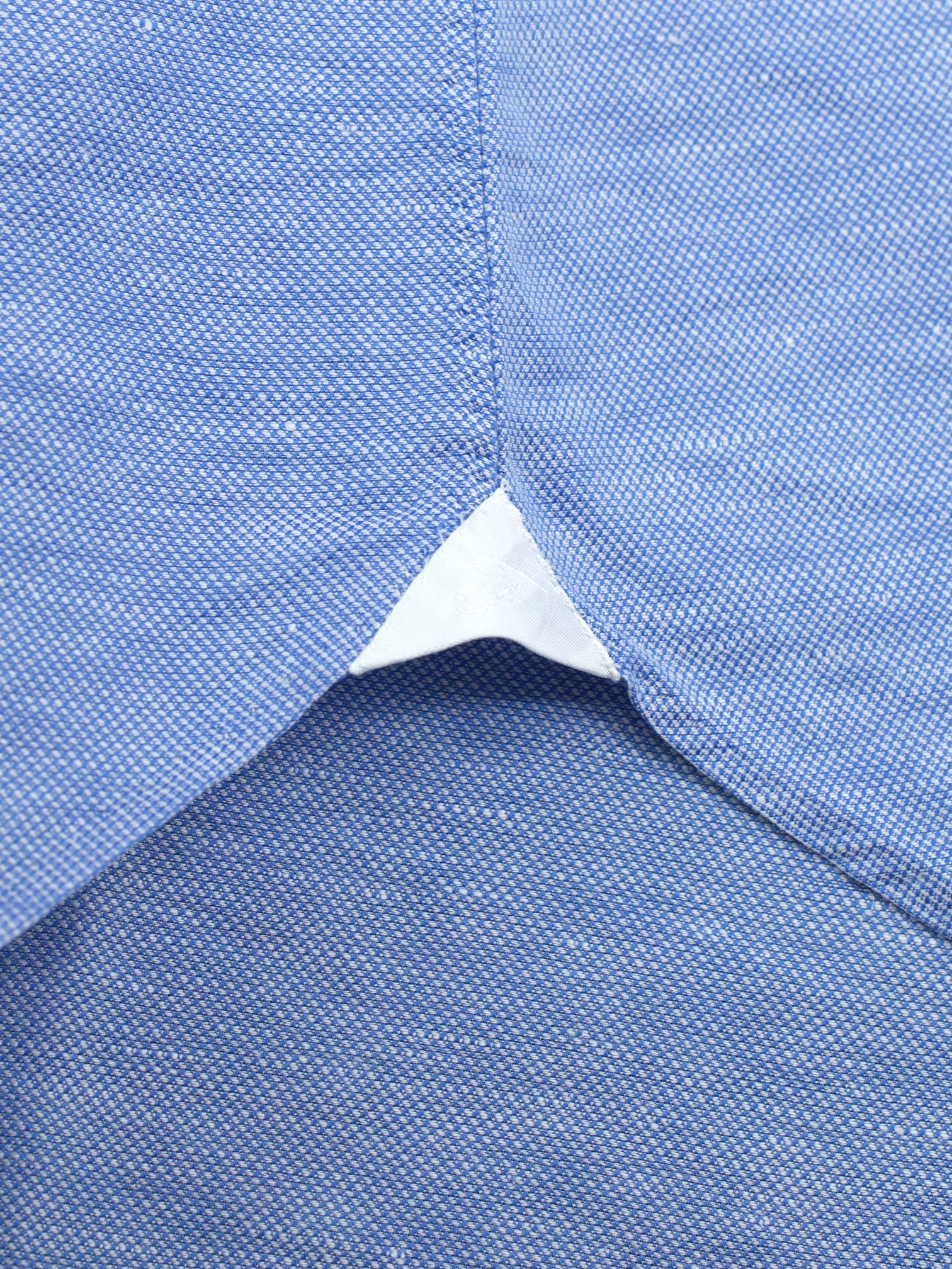 Finamore Blue Linen & Cotton Melange Pinpoint Summer Shirt