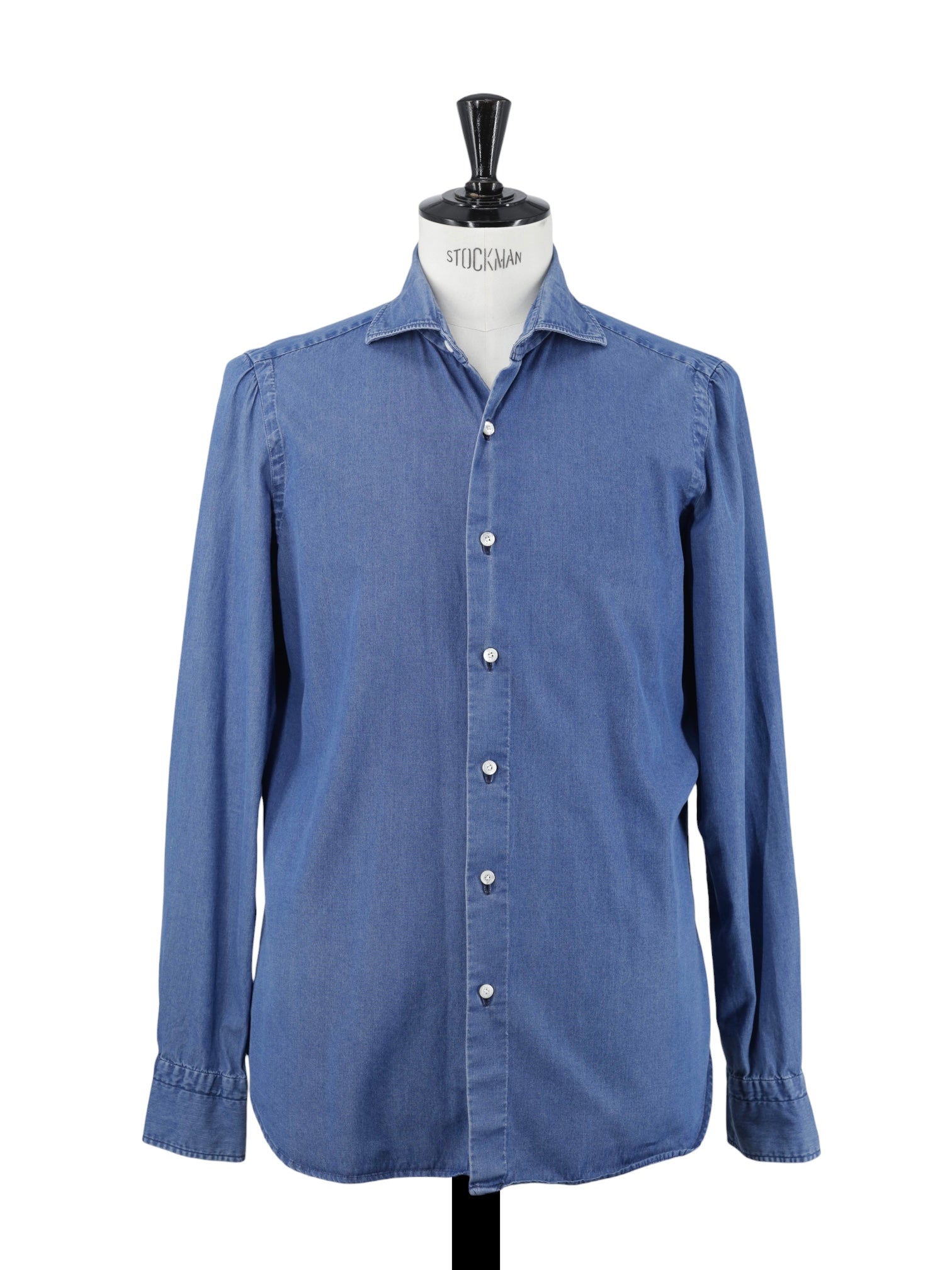 Finamore Blue Pure Cotton “Esclusiva” Sartorial Denim Shirt
